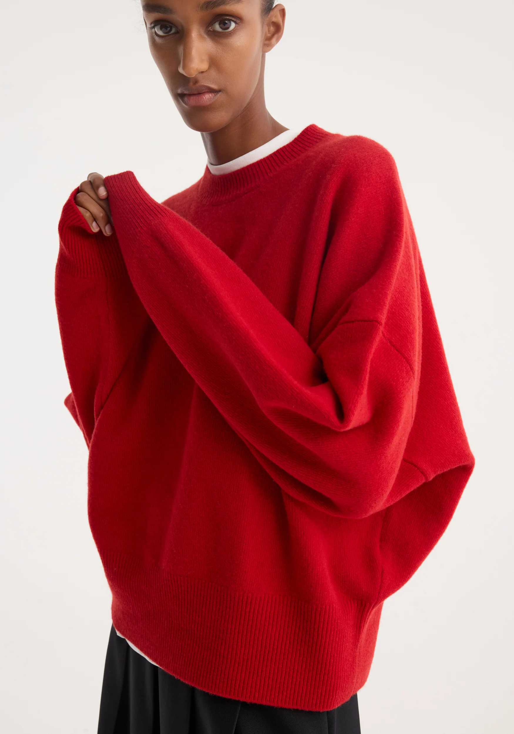 Boiled wool crewneck | rosso - Image 3