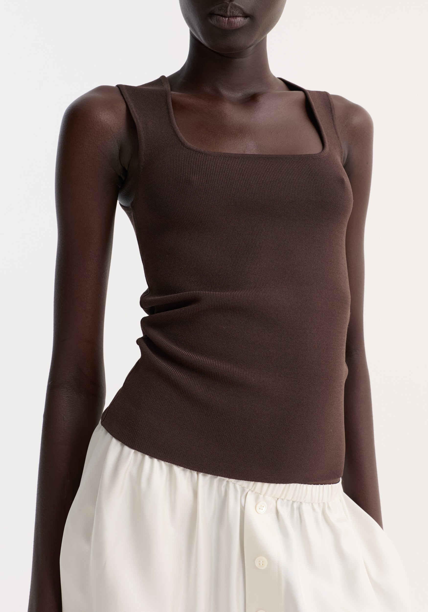Bustier shaped knitted top | dark chocolate - Image 3
