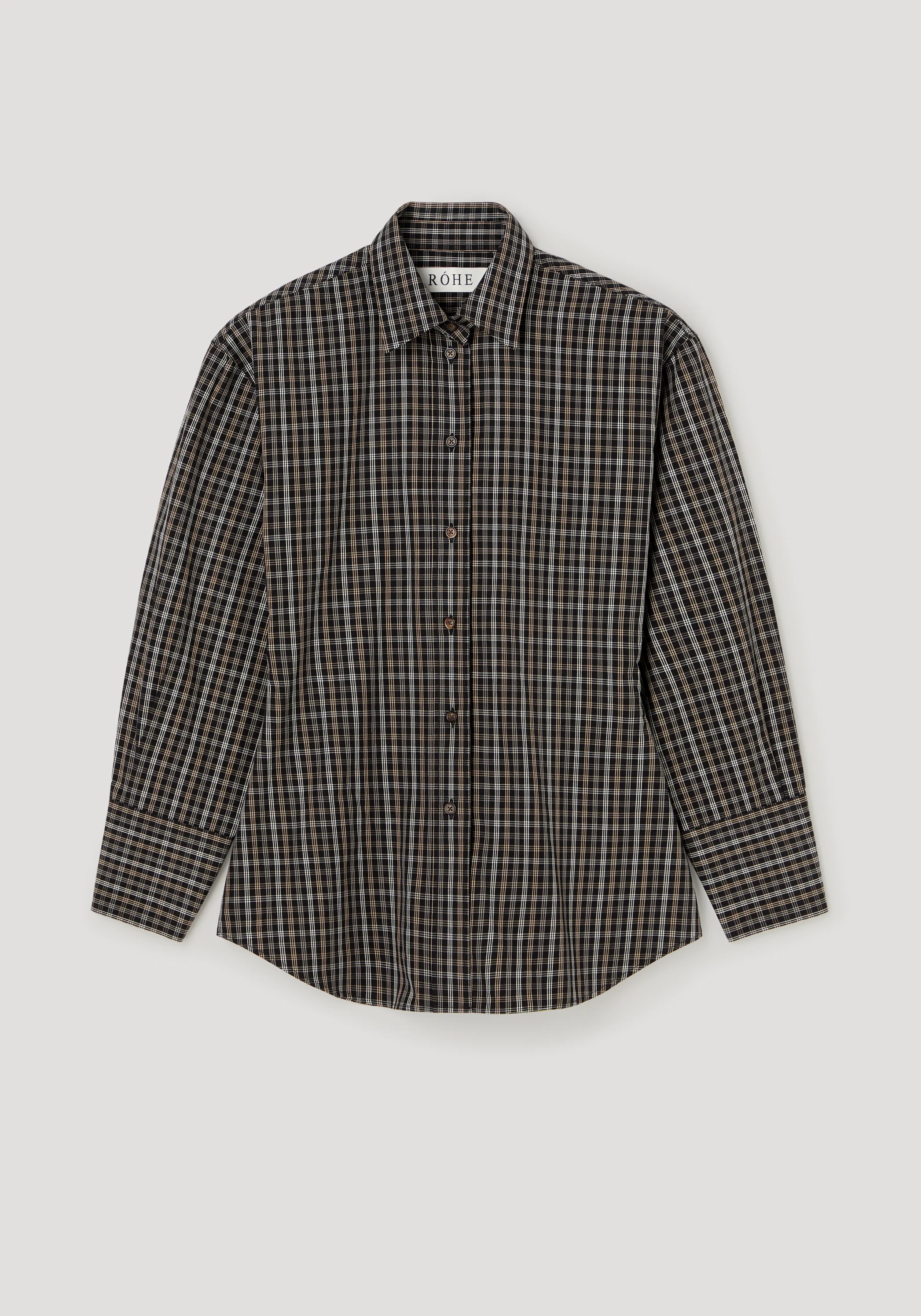 Checked shaped shirt | black / brown check - Image 6