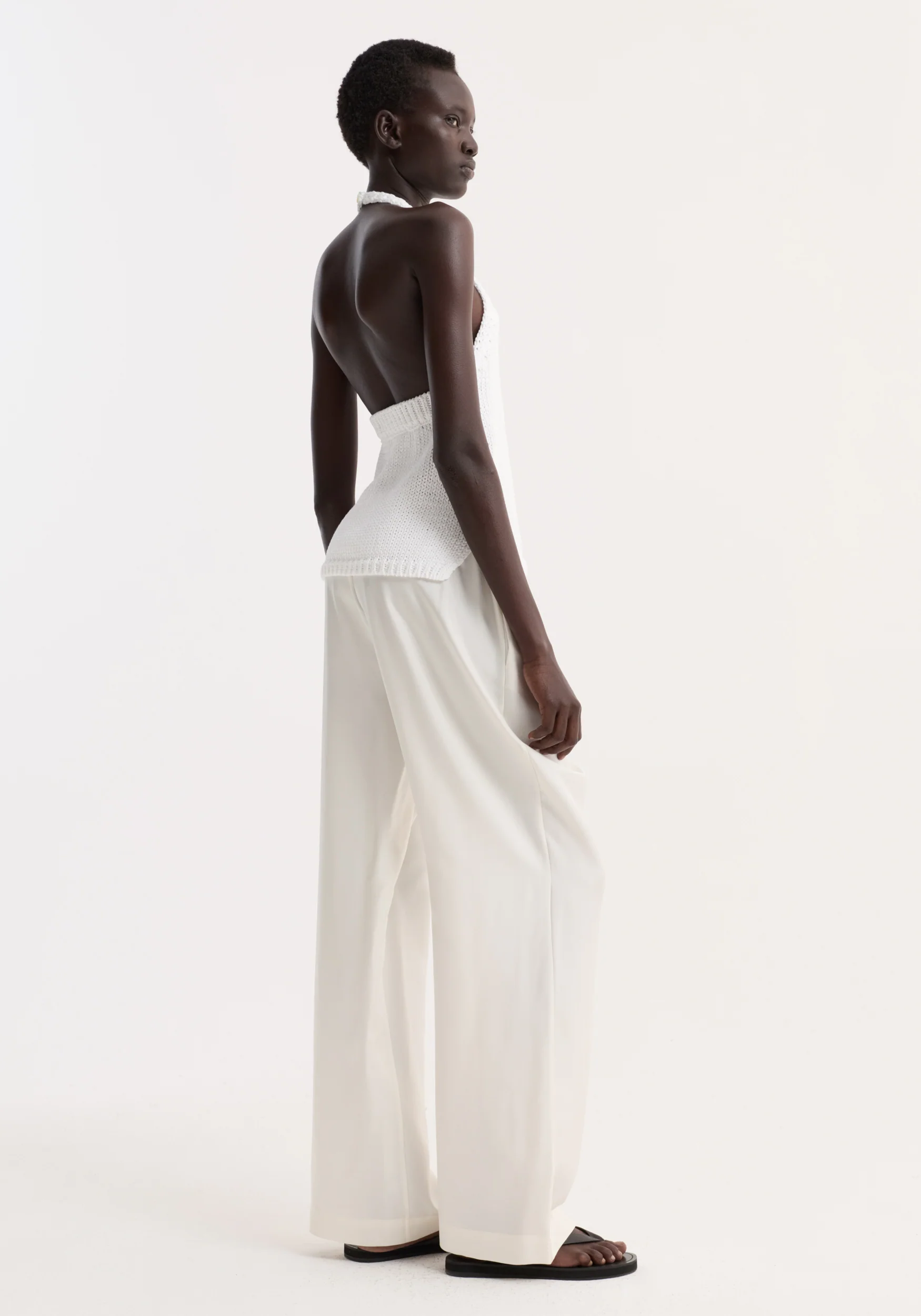 Chunky knit halter top | optic white - Image 4