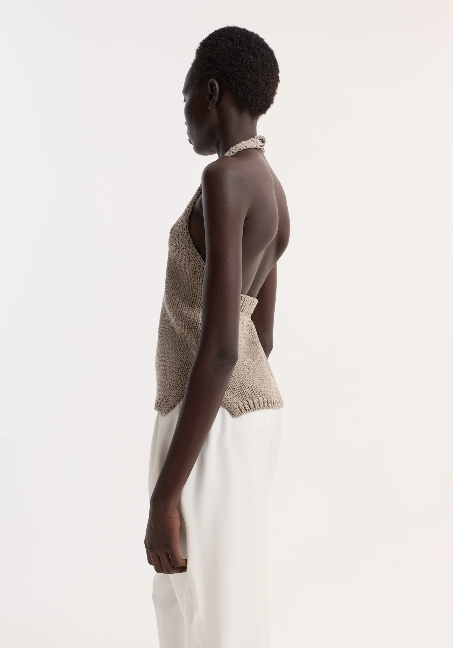 Chunky knit halter top | stone - Image 3