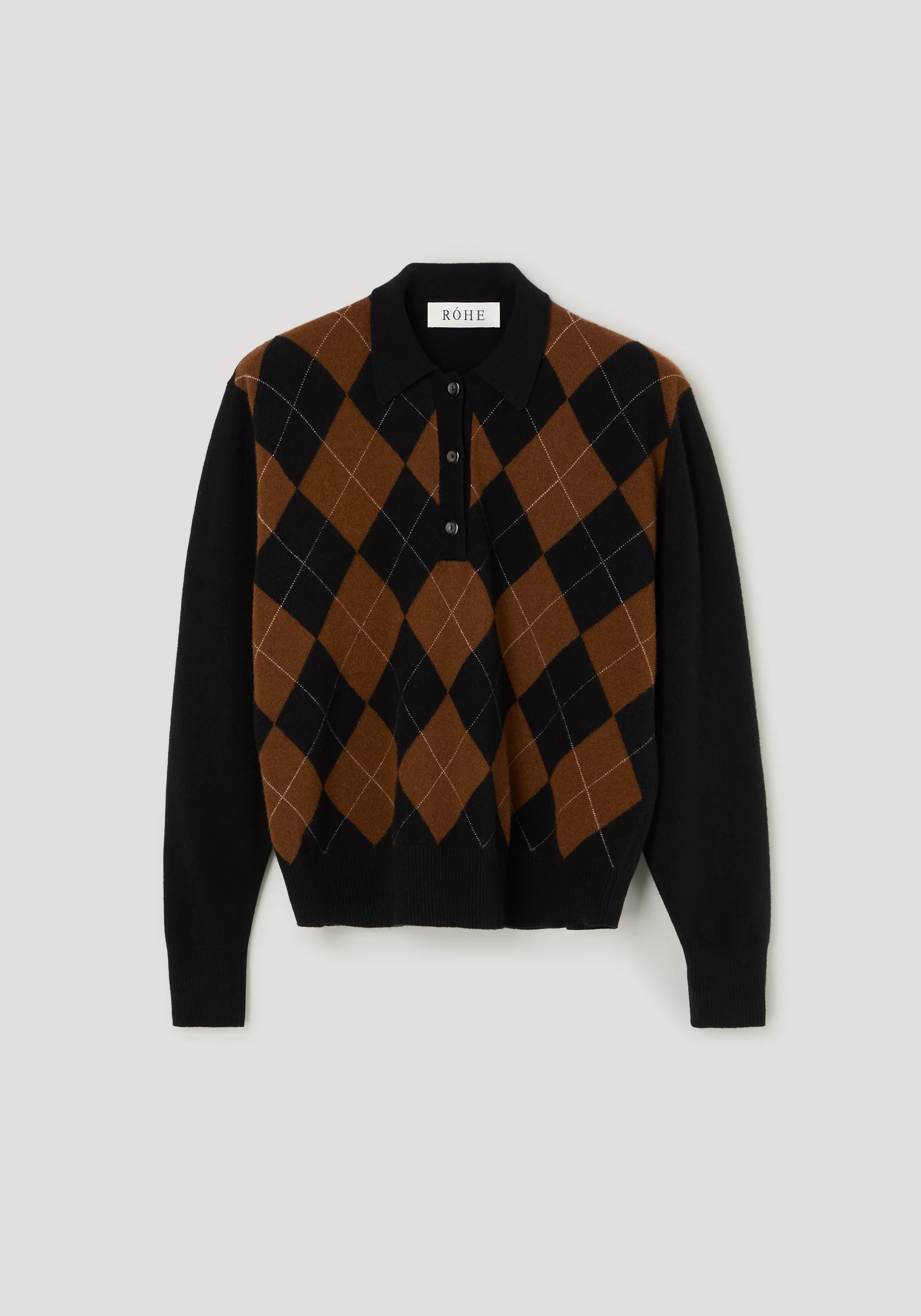 Compact knitted check polo | black rust check - Image 6