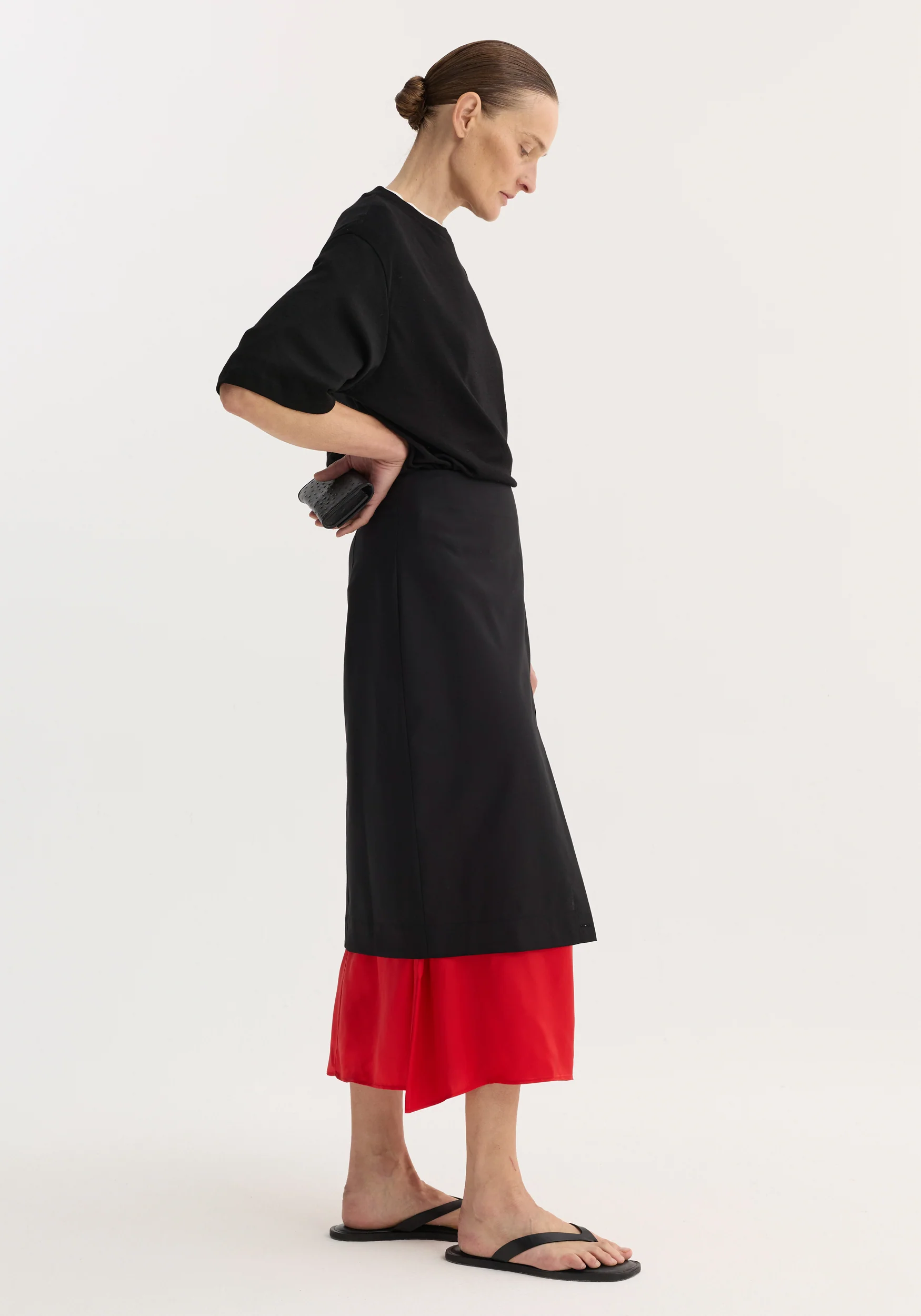 Contrast upside-down skirt | black - Image 4