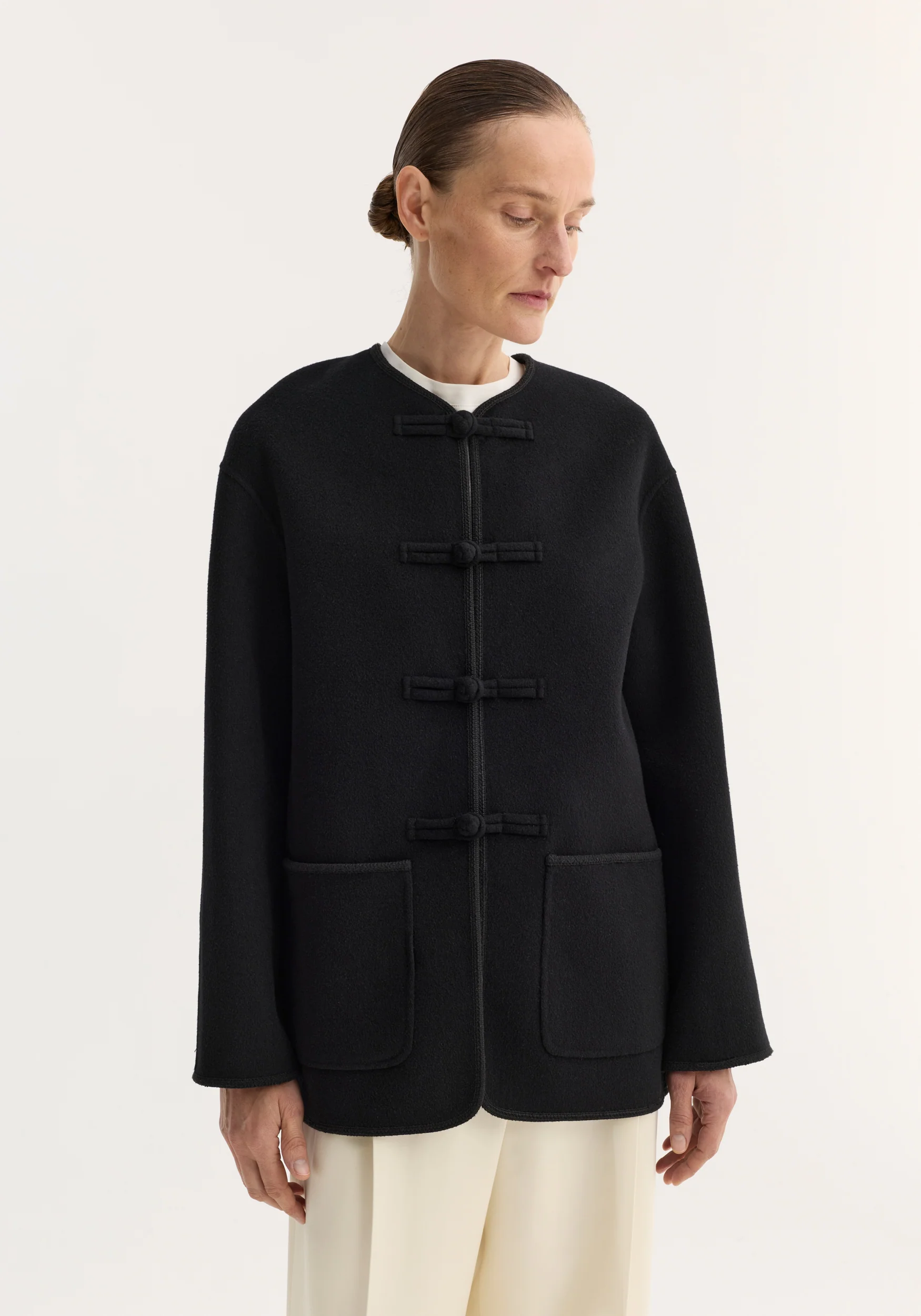 Double-faced wool pankou jacket | black - Image 4