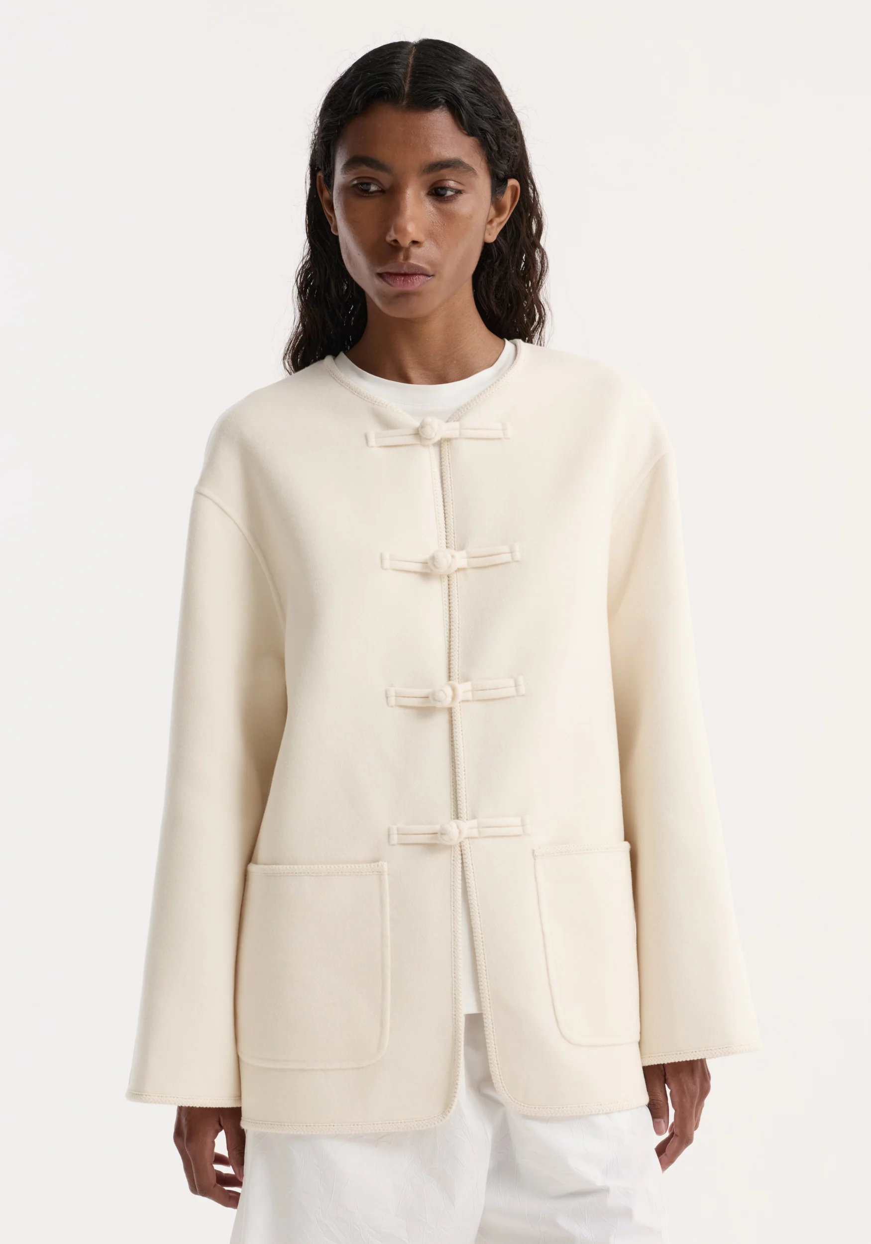 Double-faced wool pankou jacket | off white - Image 3