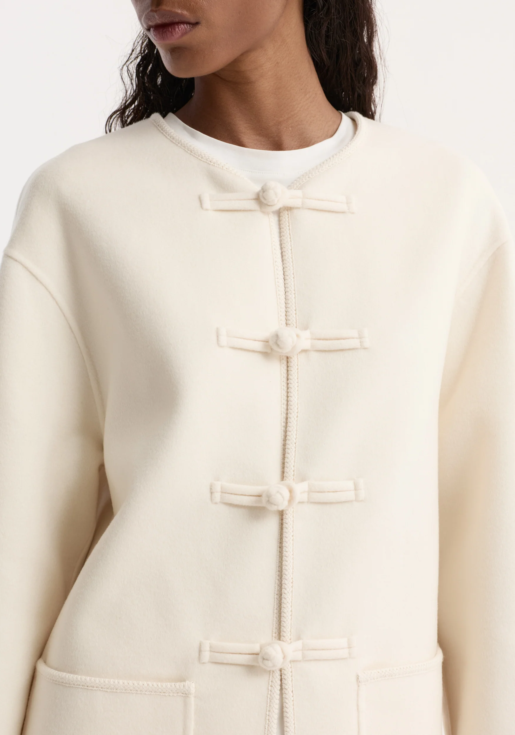 Double-faced wool pankou jacket | off white - Image 4
