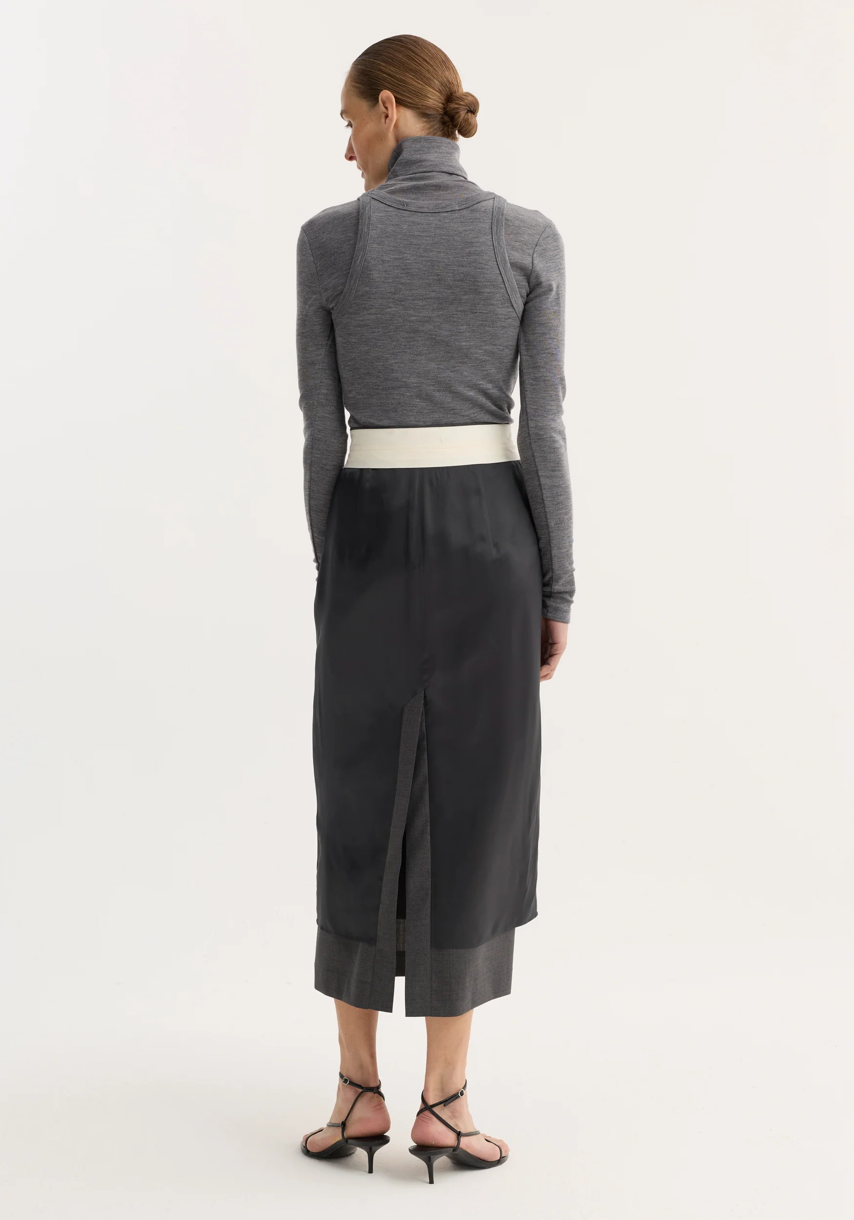 Double-layer wool top | mid grey melange - Image 3