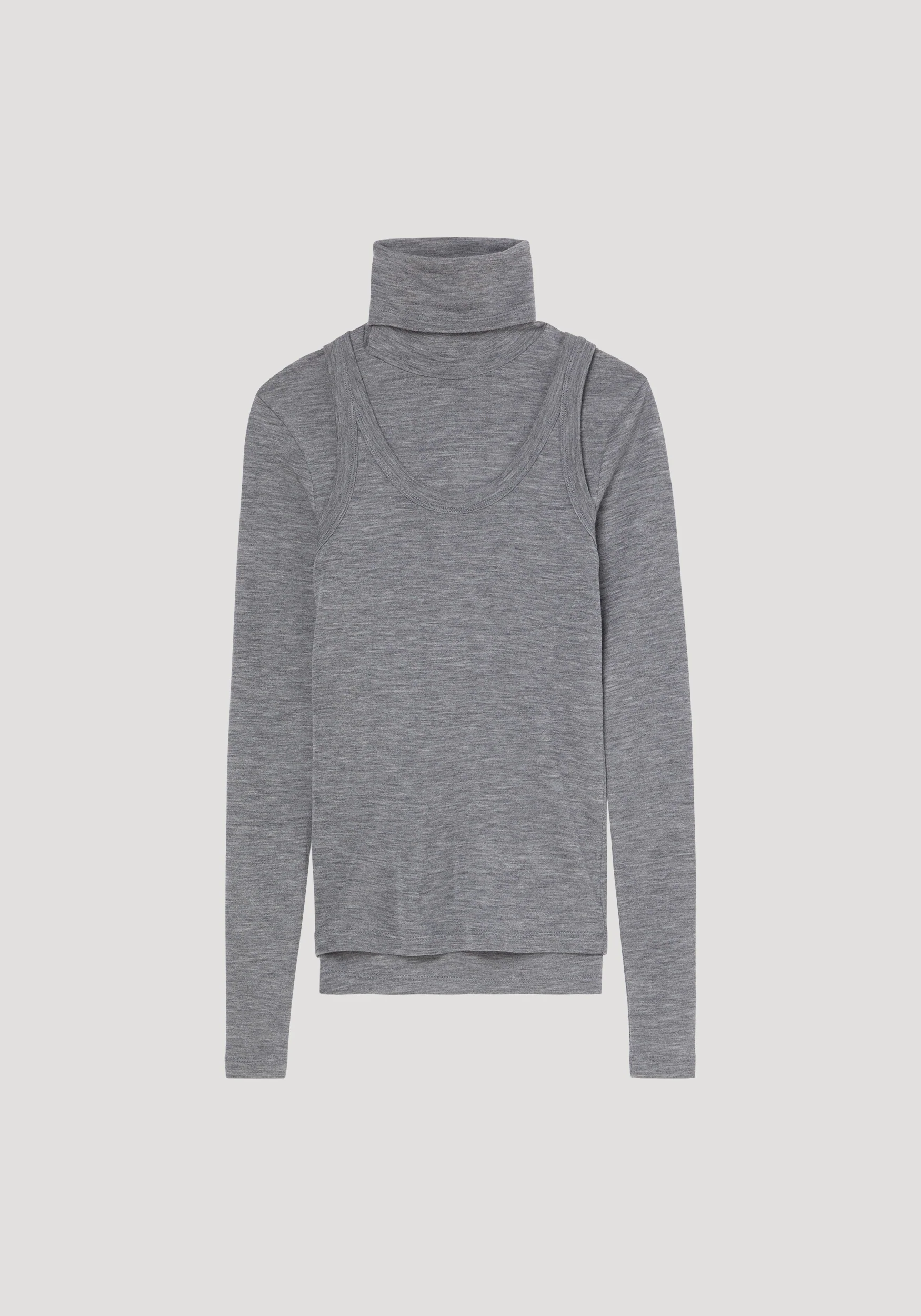 Double-layer wool top | mid grey melange - Image 4