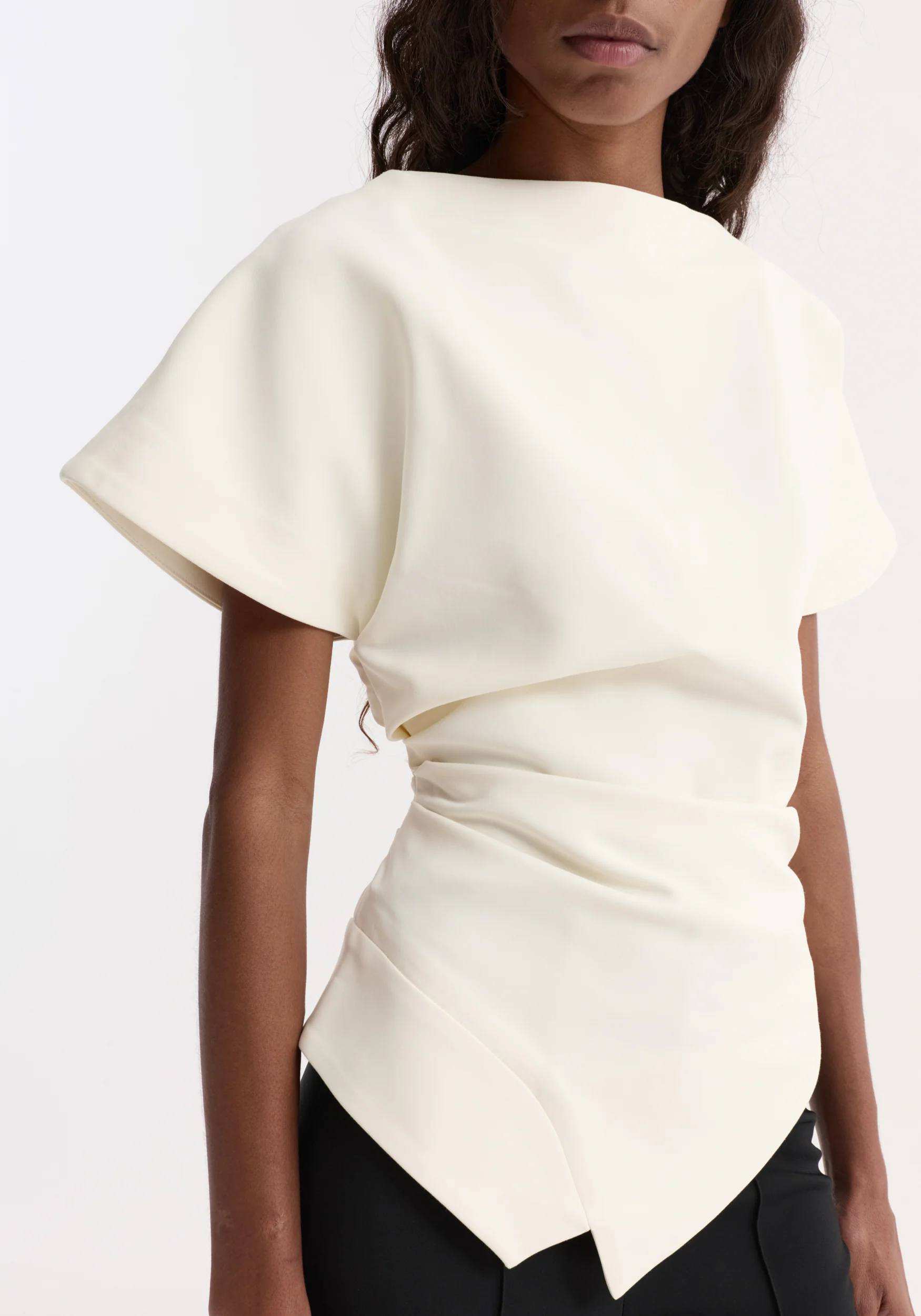 Draped lapel top | off white - Image 3