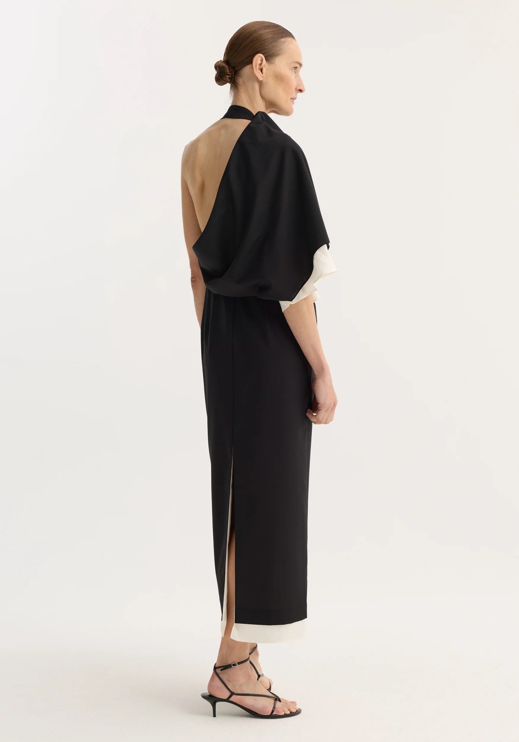 Draped open back dress | black - Image 5