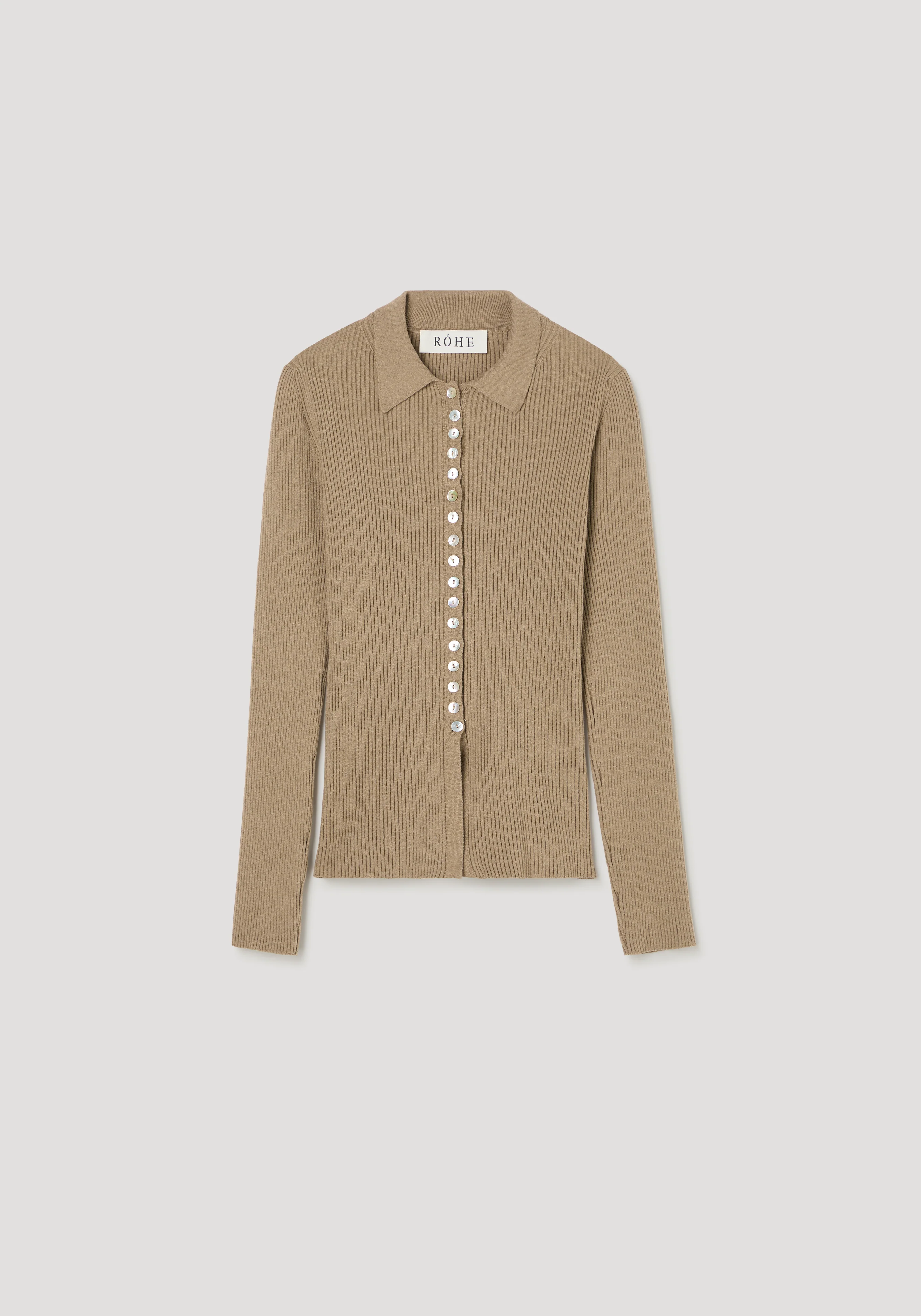 Elongated rib cardigan | taupe melange - Image 6