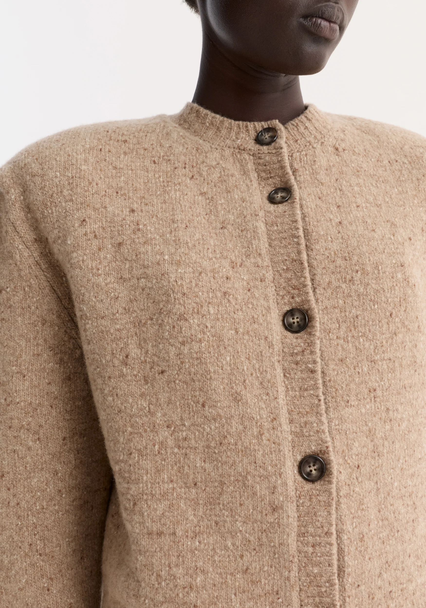 Fine merino tweed cardigan | oat melange - Image 3