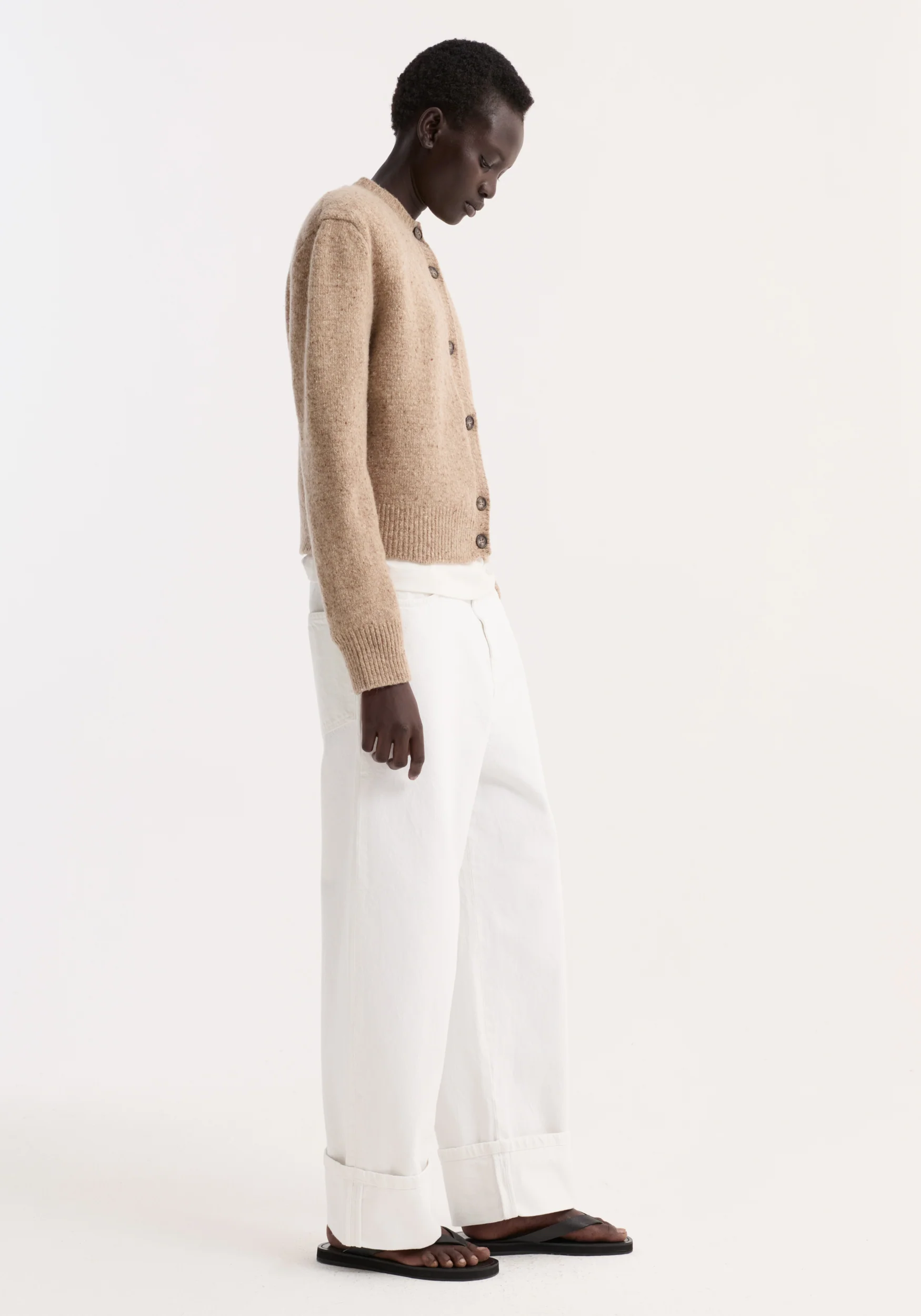 Fine merino tweed cardigan | oat melange - Image 4