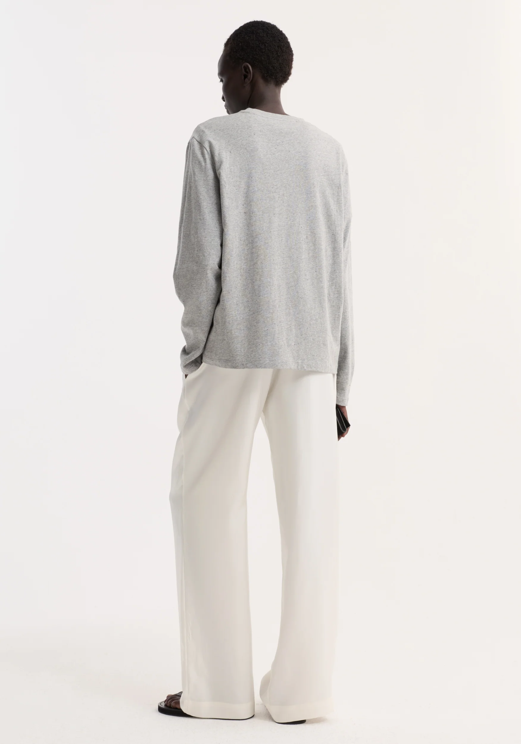 Slub melange cotton long sleeve | light grey melange - Image 4