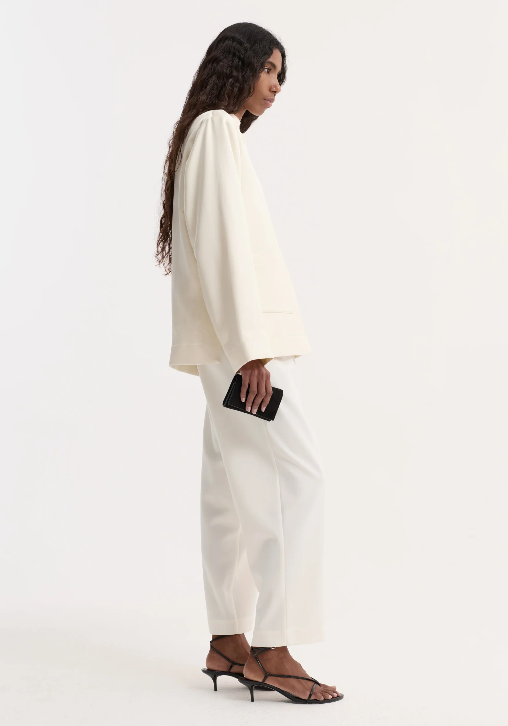 Pearl button satin jacket | cream - Image 4