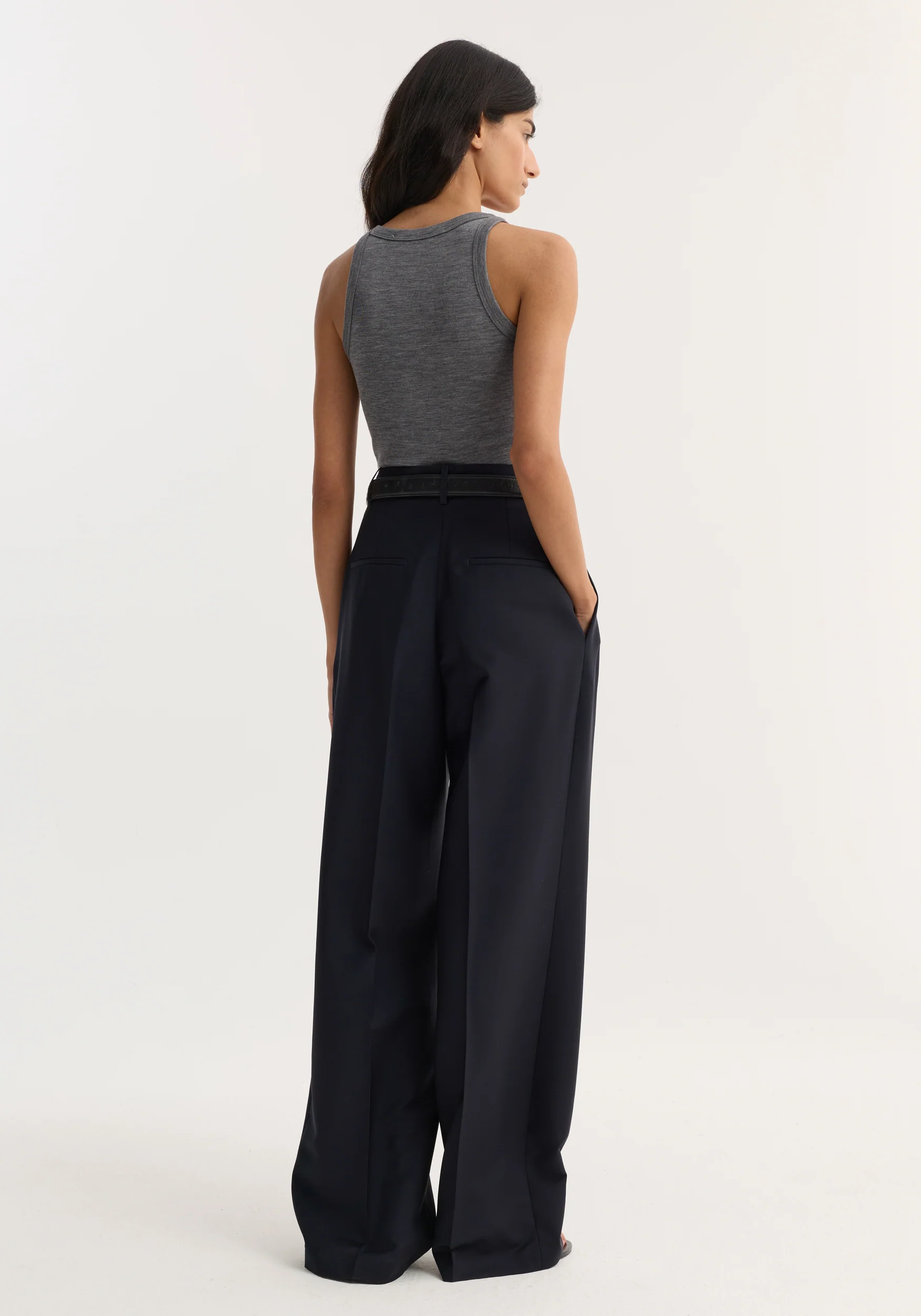Merino scoop neck top | mid grey melange - Image 5