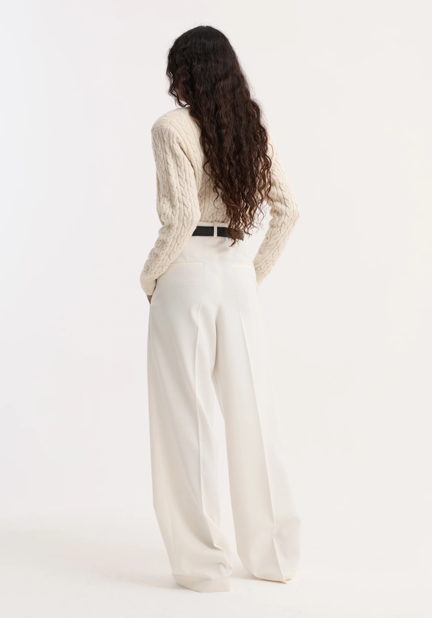 Mid-waist tailored trousers | off white - Image 4