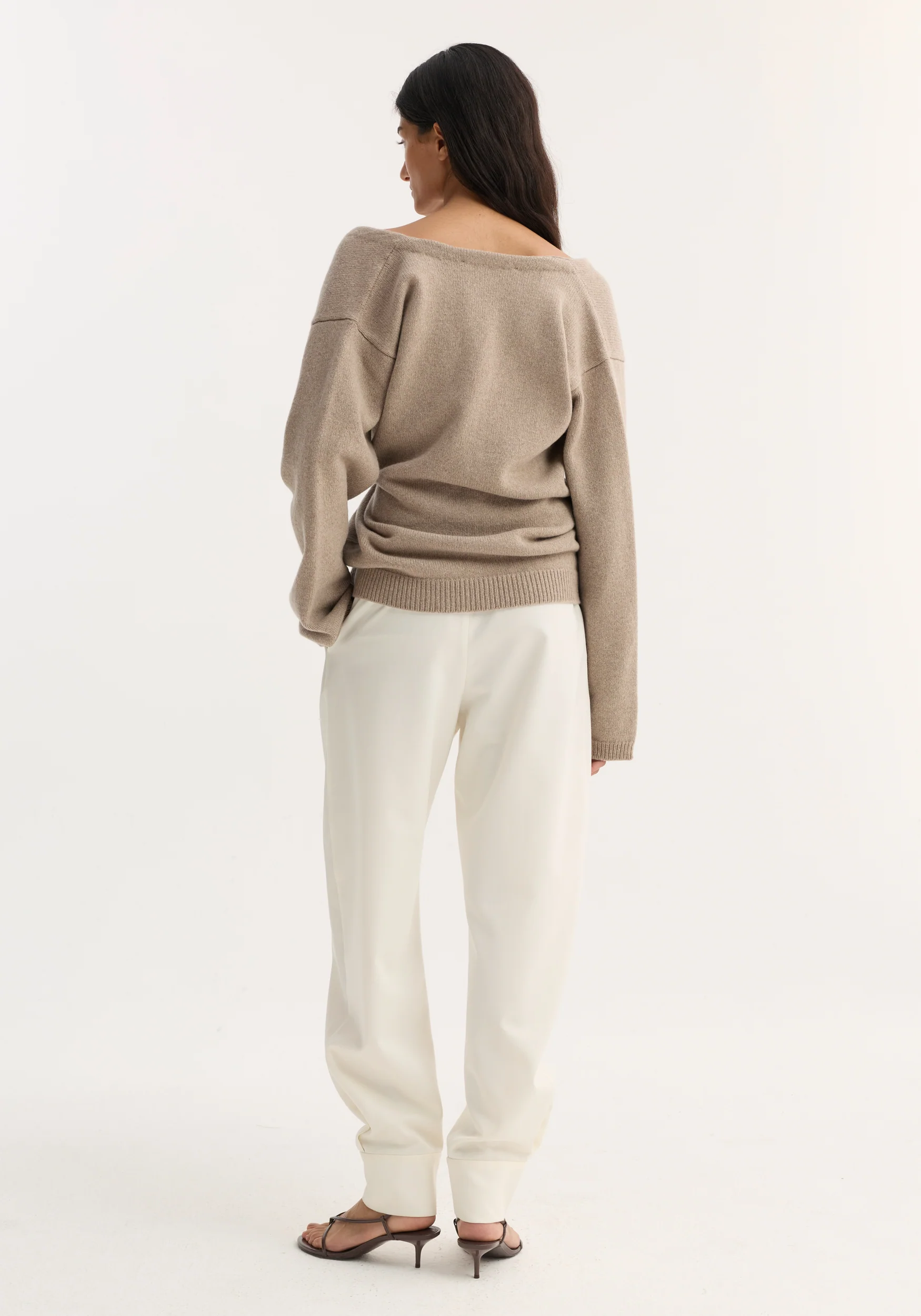 Off-shoulder wrap cardigan | light taupe - Image 5