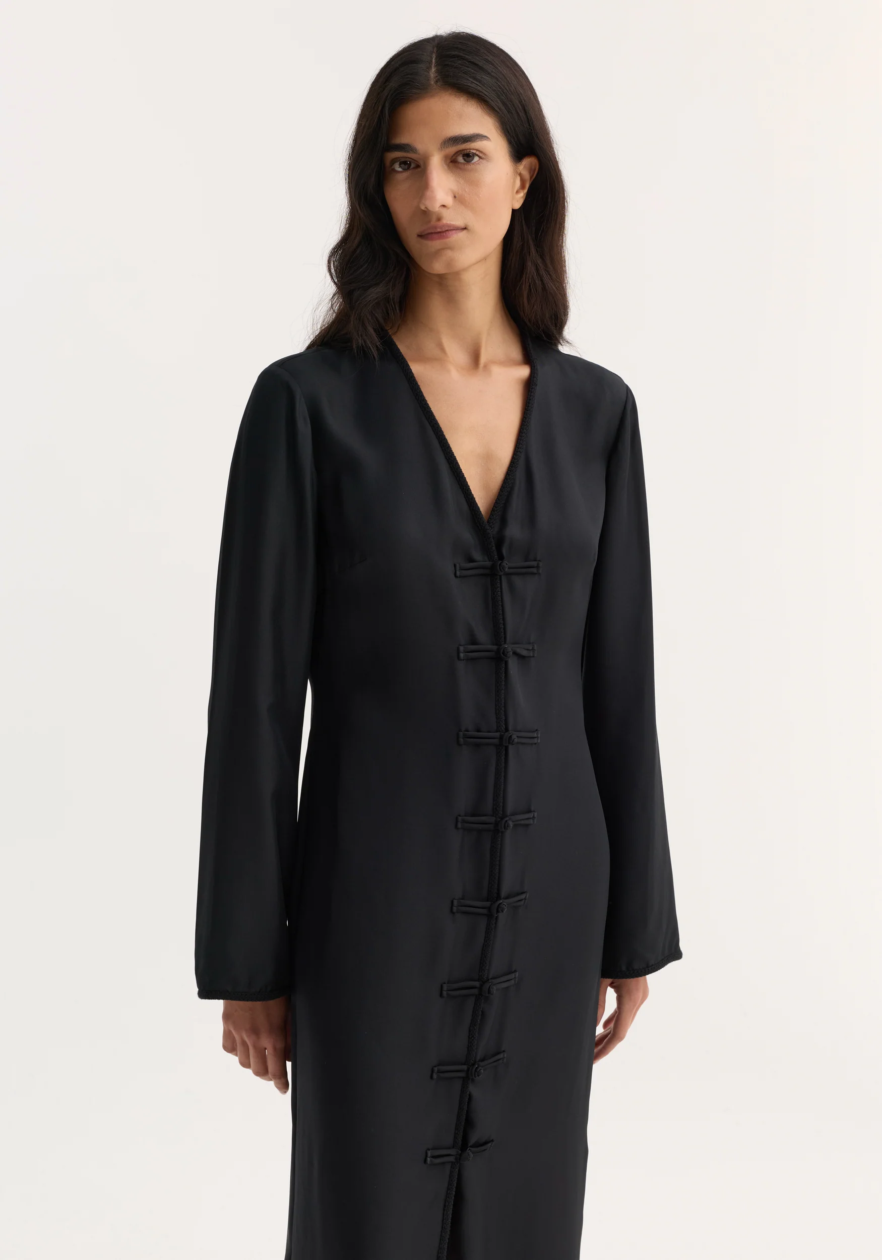 Pankou closure silk dress | black - Image 4