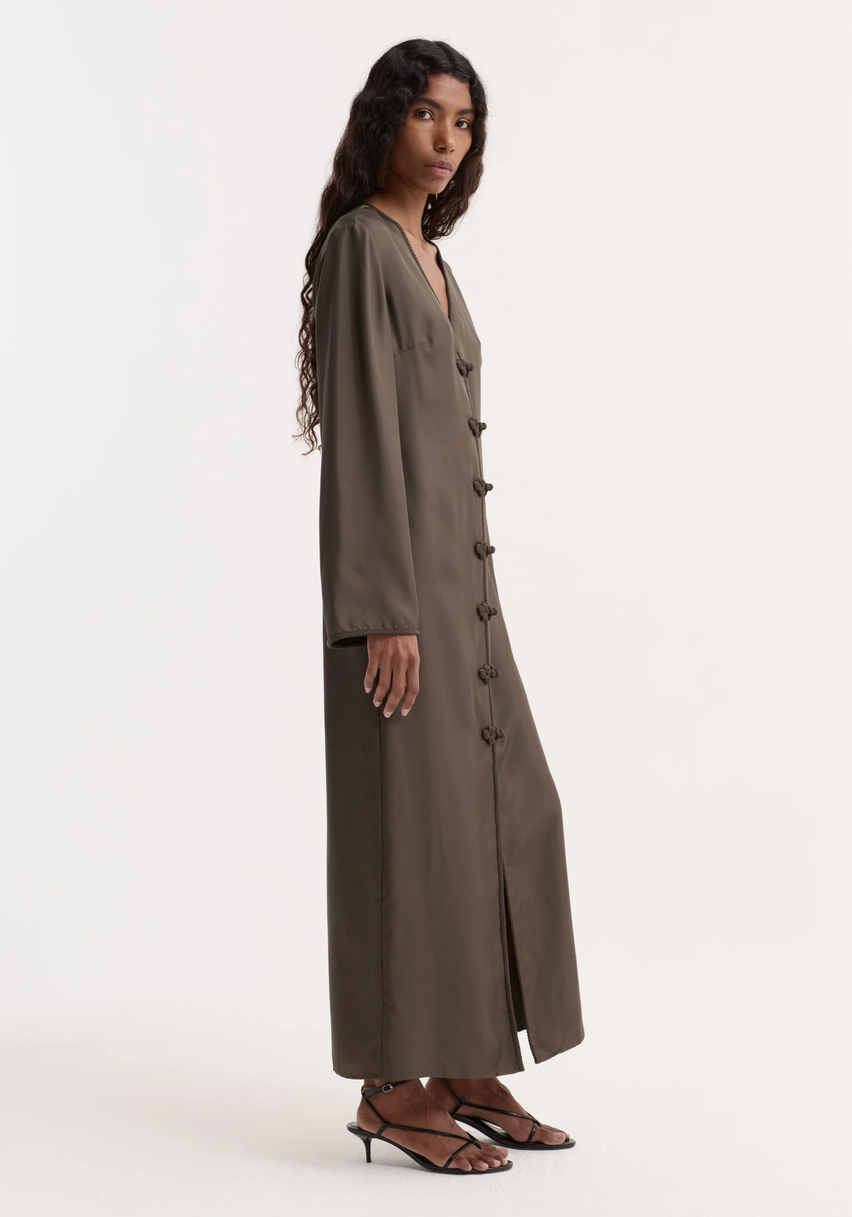 Pankou closure silk dress | earth - Image 4