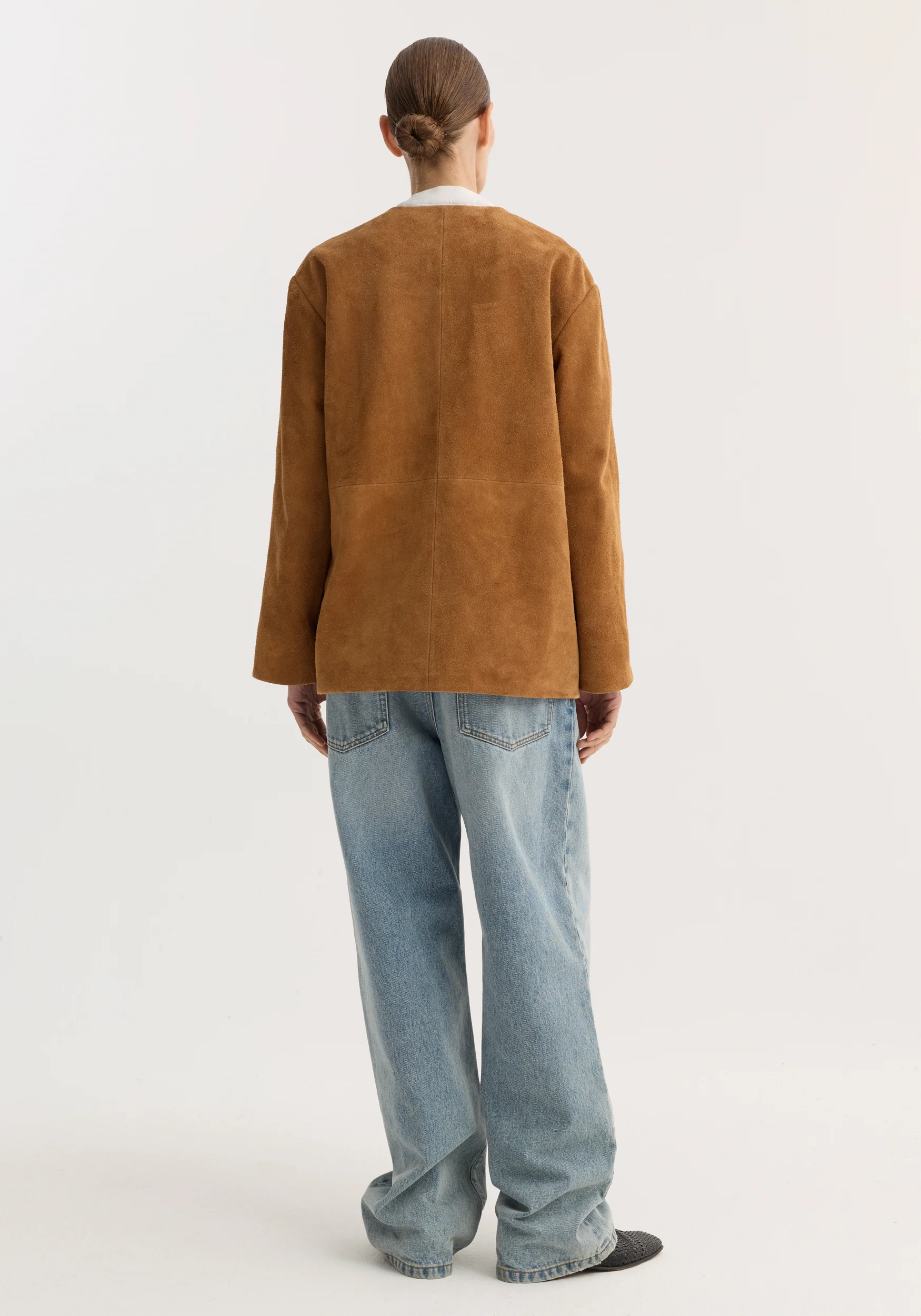 Pankou closure suede jacket | cognac - Image 5