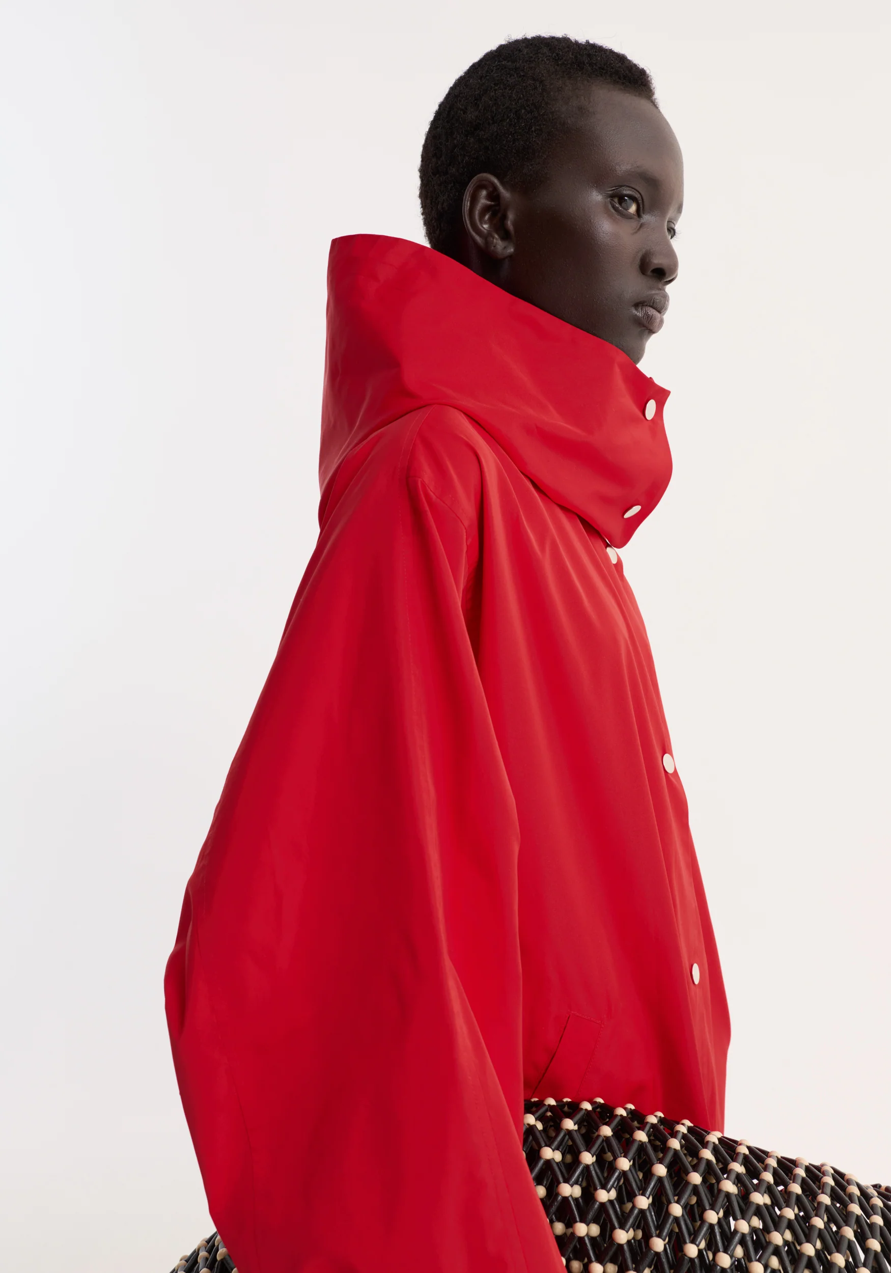 Parachute silk-blend coat | red - Image 3