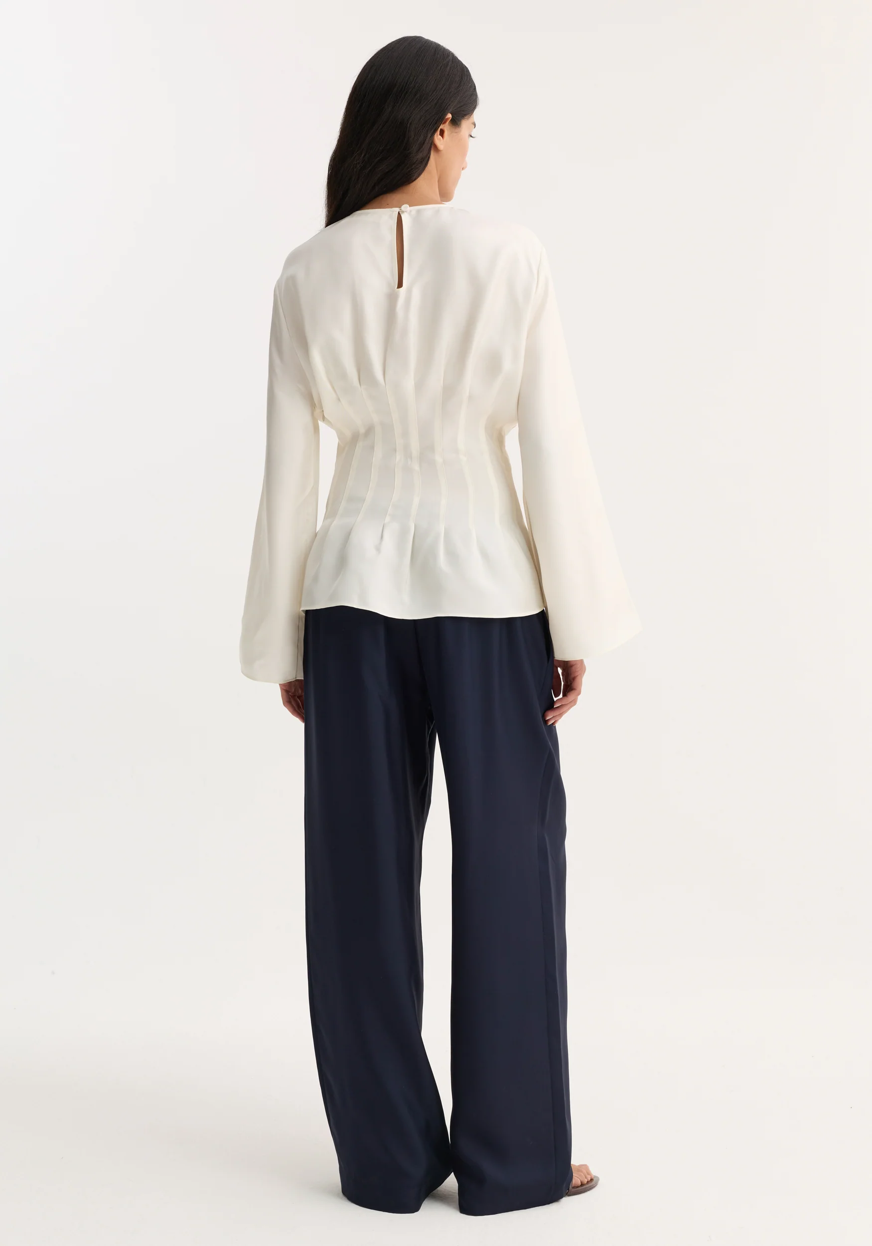 Pleated silk top | cream - Image 5