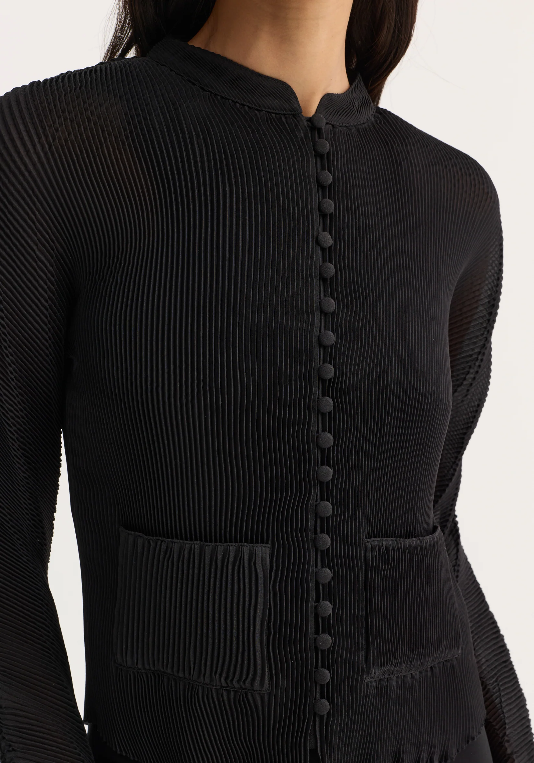 Plissé cardigan | black - Image 5