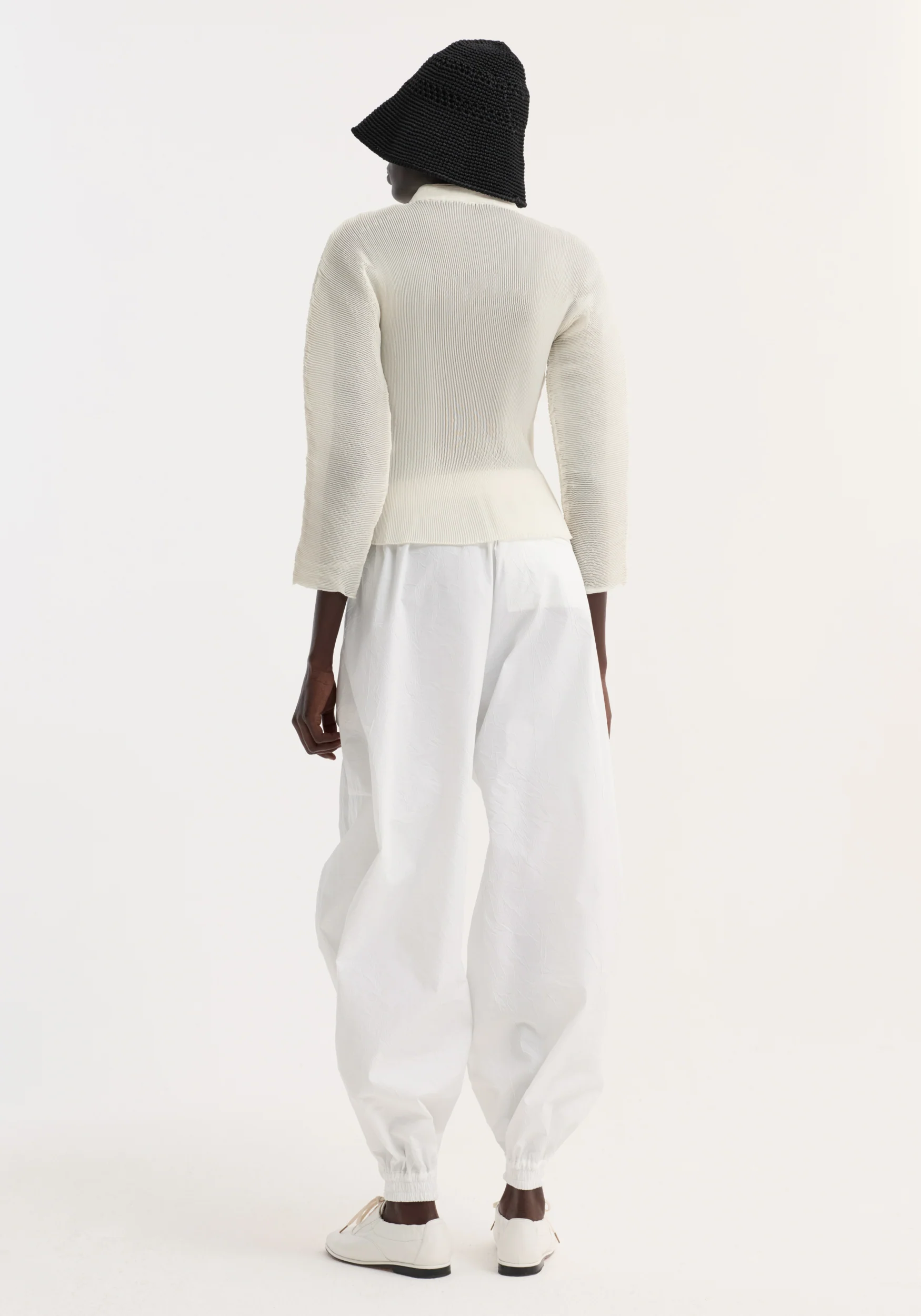 Plissé cardigan | cream - Image 4