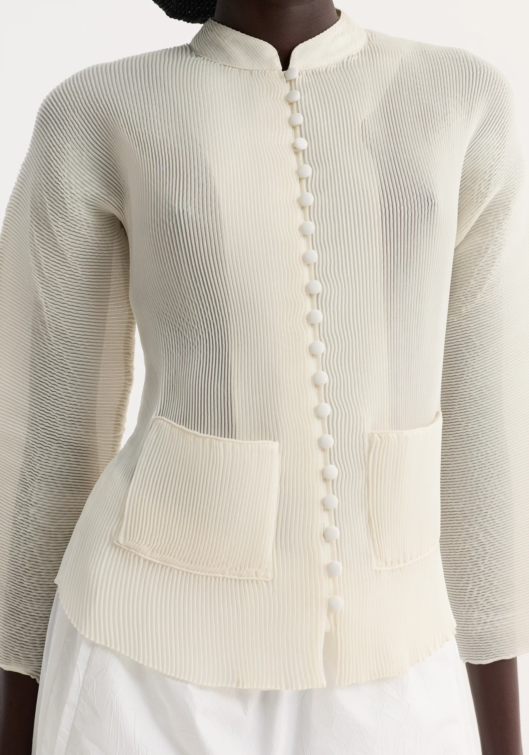 Plissé cardigan | cream - Image 5
