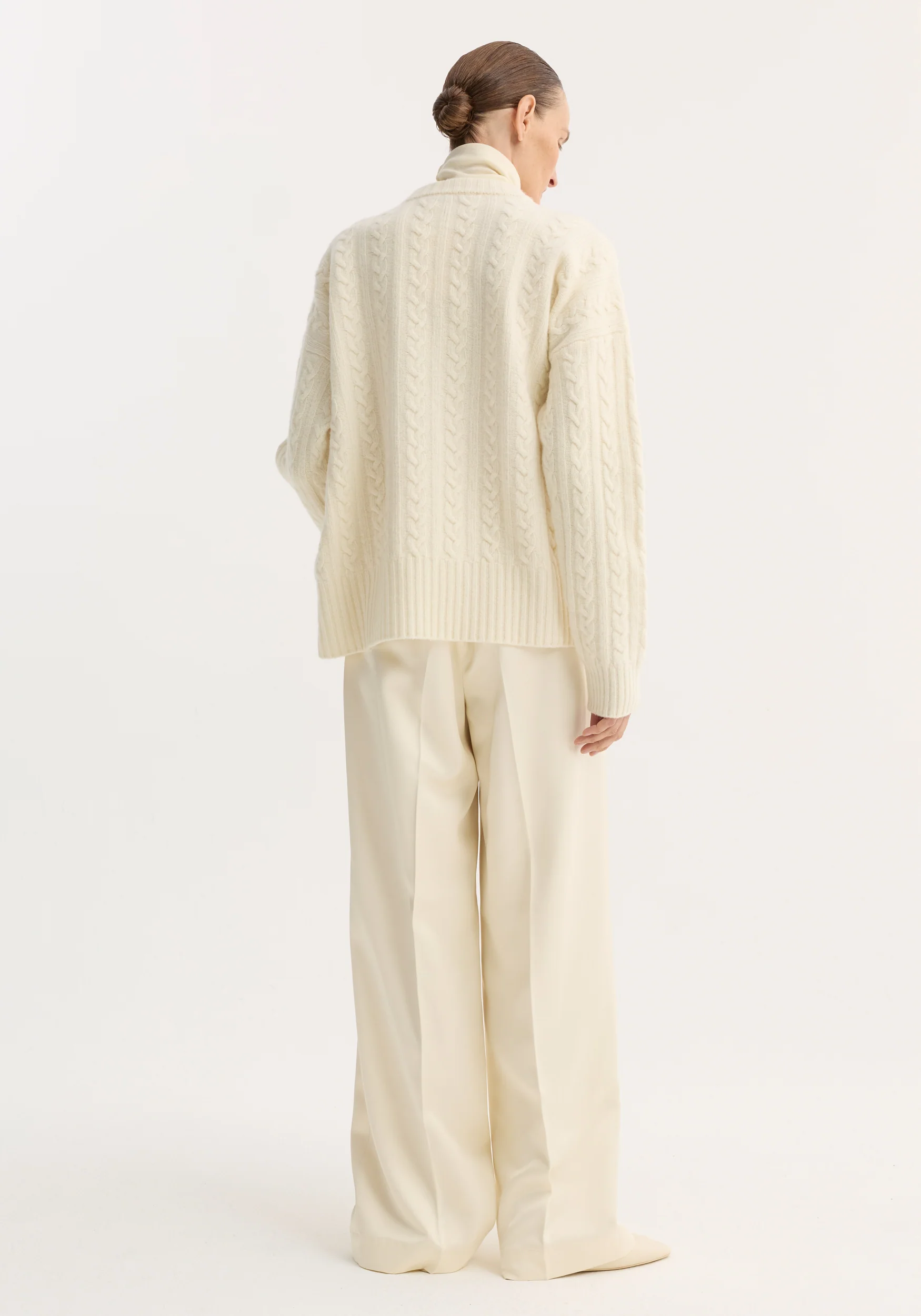 Relaxed drawstring satin trousers | cream - Image 3