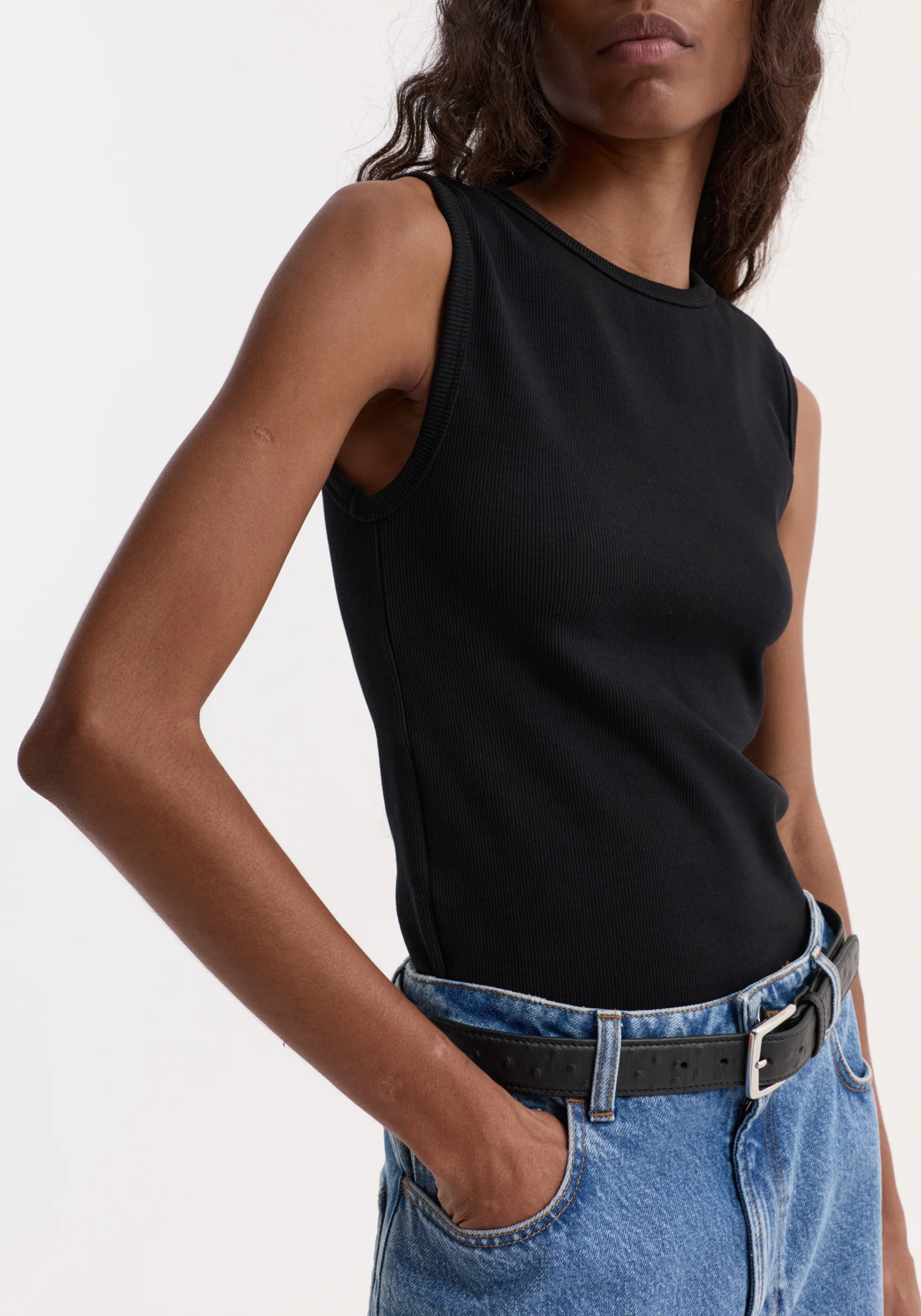 Dense rib tank top | black - Image 4