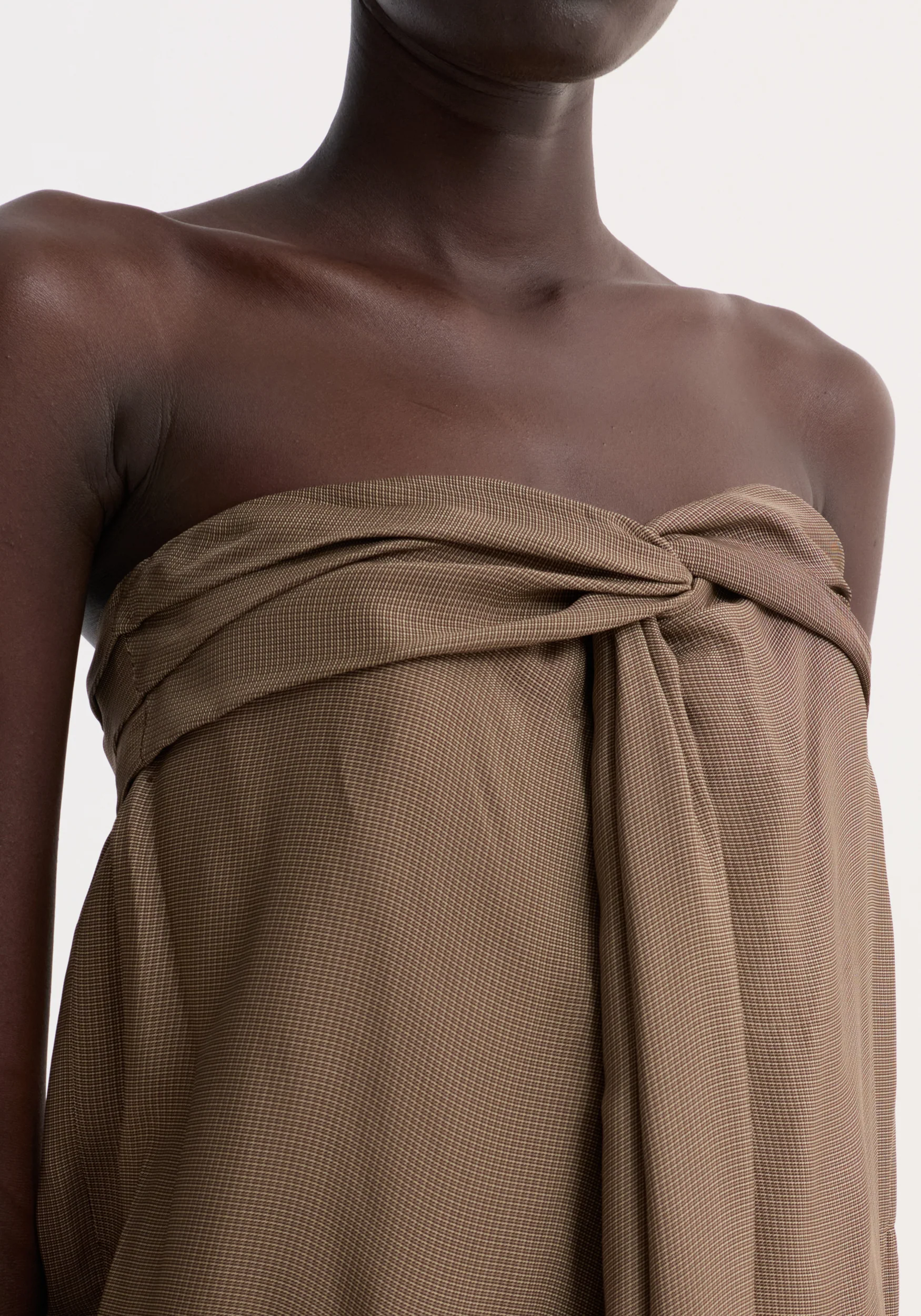 Sarong top | brown mini check - Image 3
