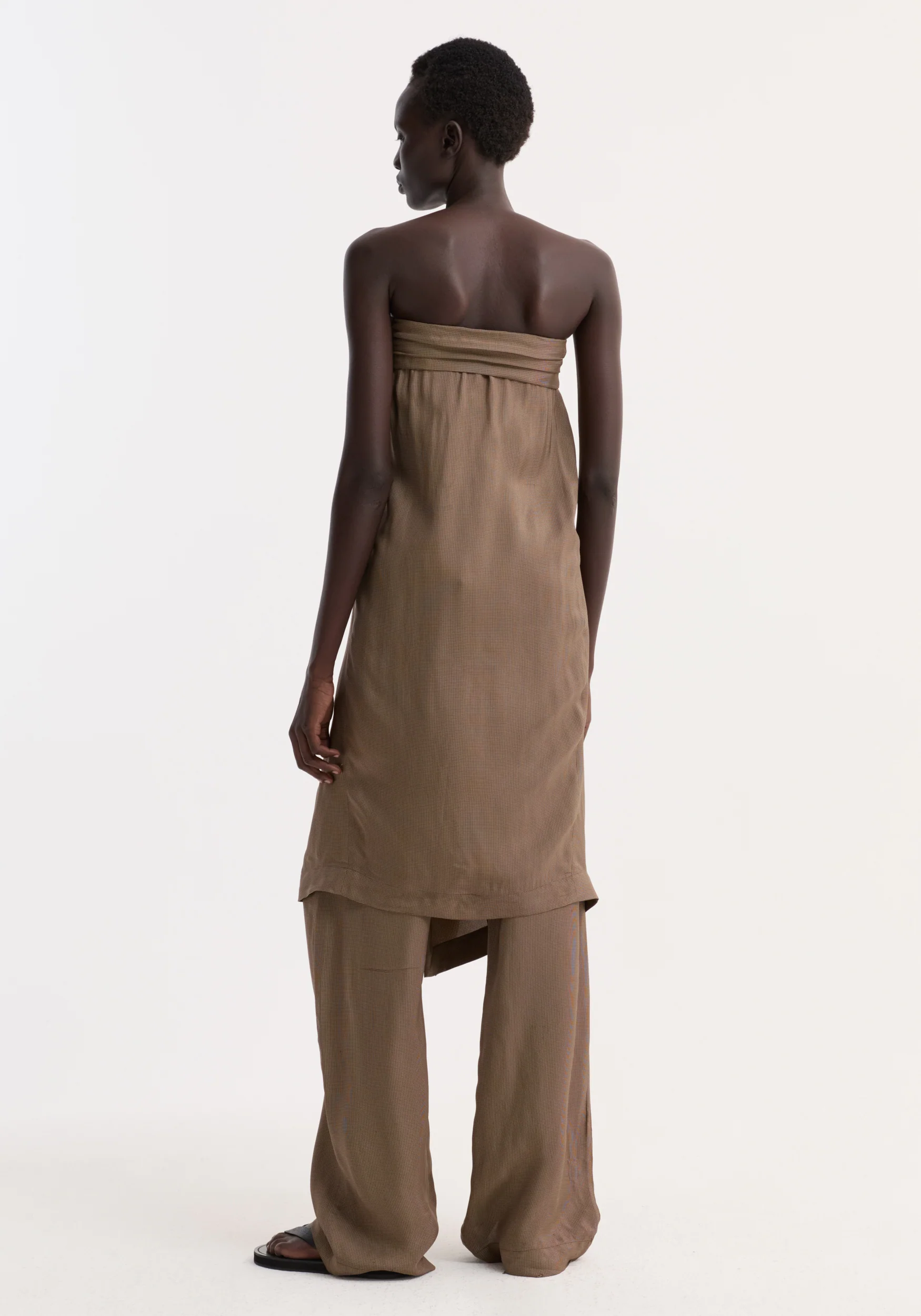 Sarong top | brown mini check - Image 5
