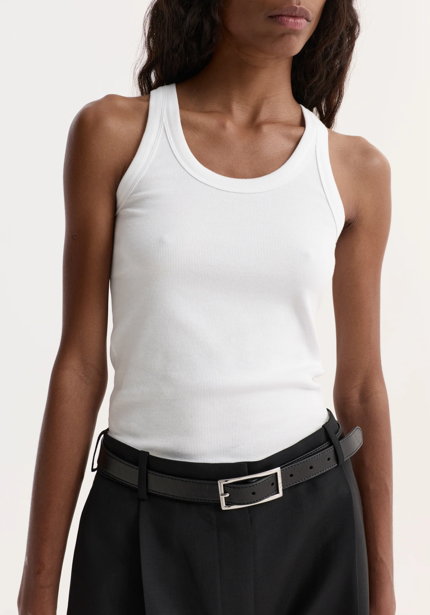 Scoop-neck rib top | optic white - Image 3