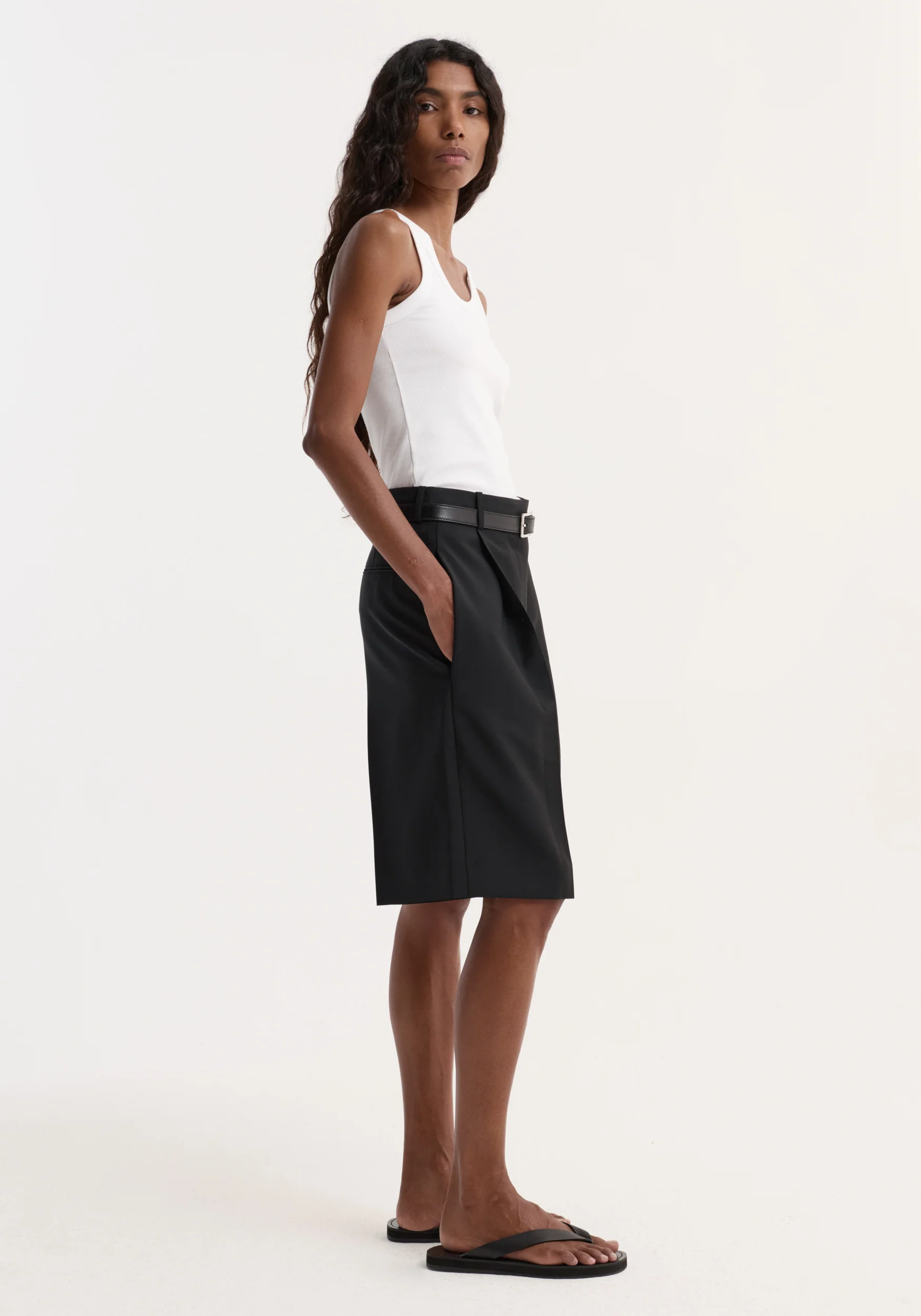 Scoop-neck rib top | optic white - Image 4