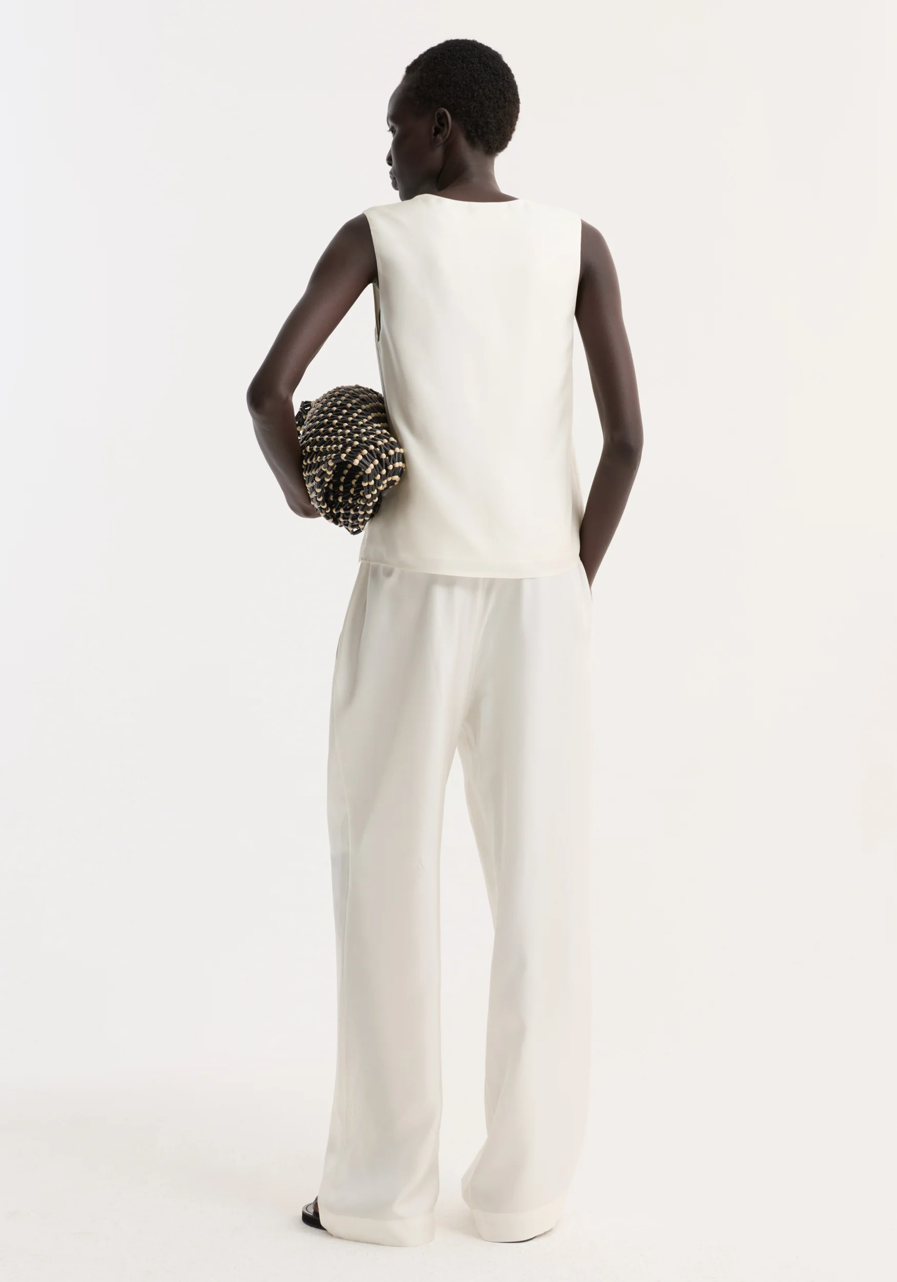 Scoop-neck silk top | cream - Image 5