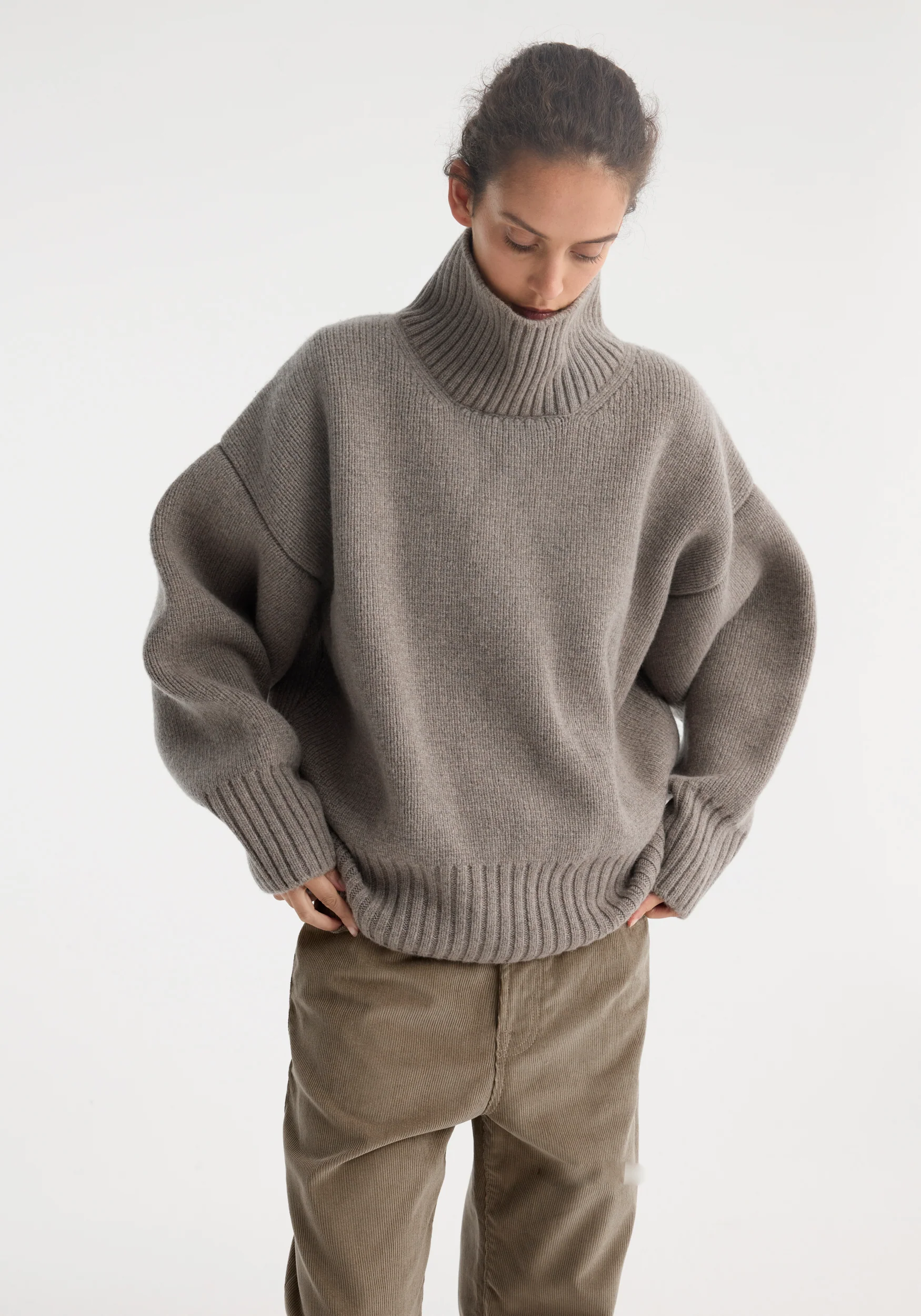 Sculptural compact turtleneck | clay melange - Image 4
