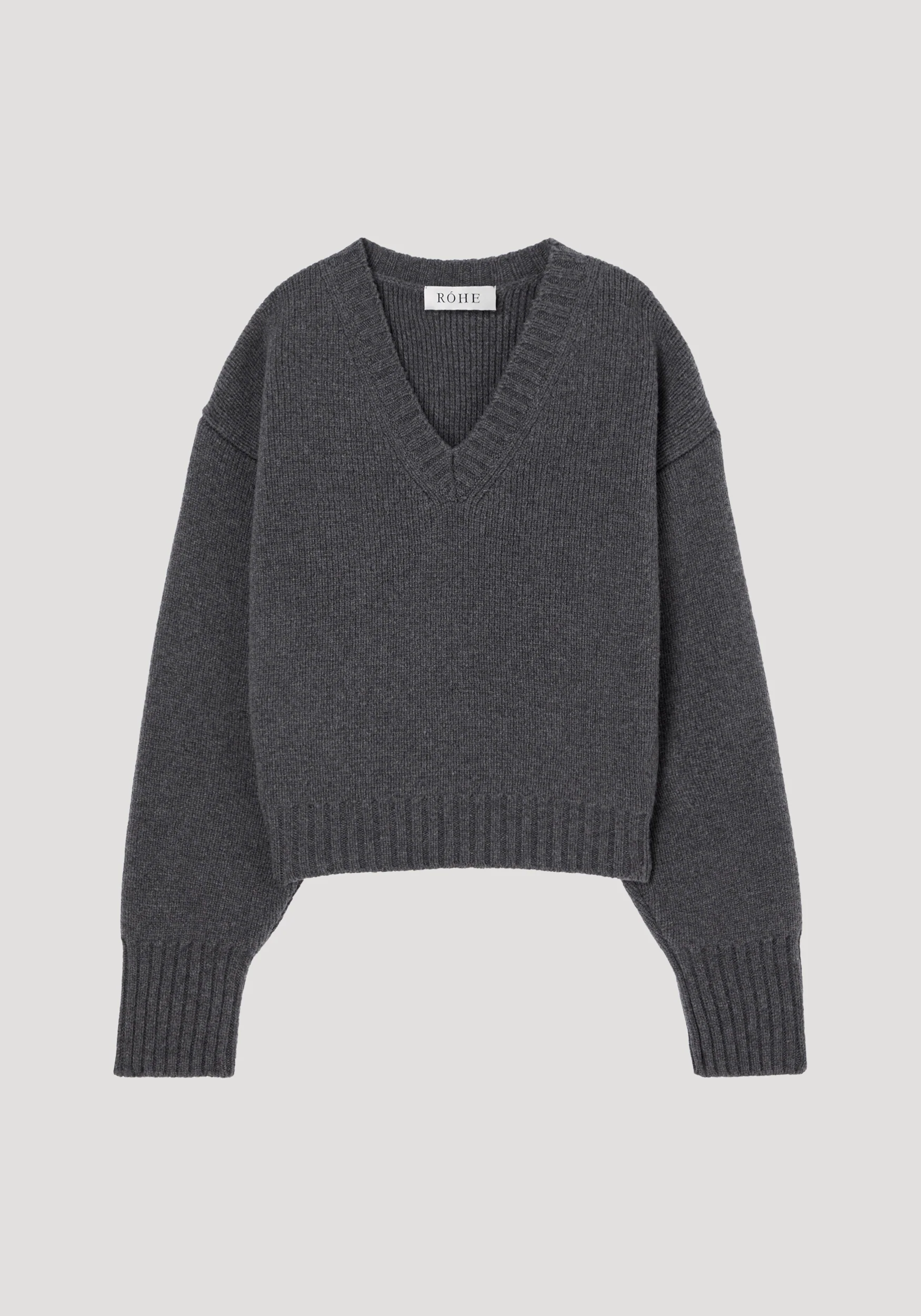 Sculptural compact v-neck | mid grey melange - Image 6