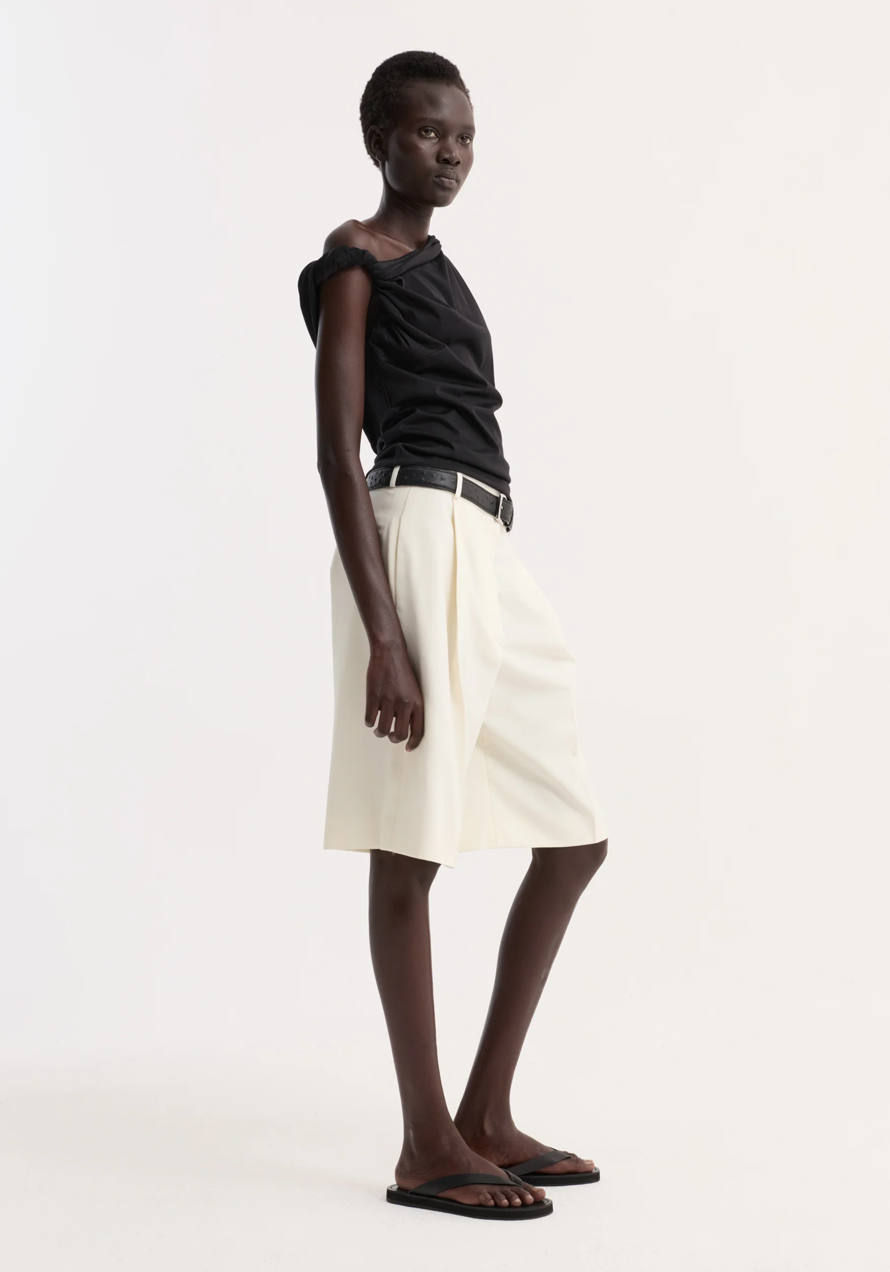 Sculptural cotton silk top | black - Image 3