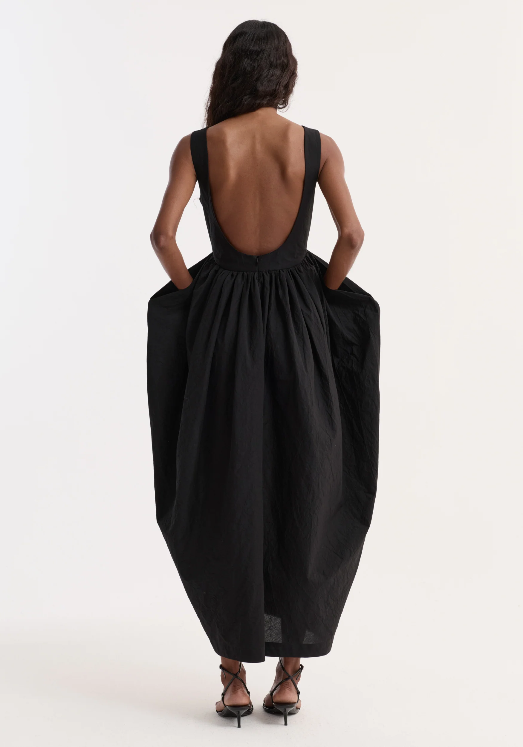 Sculptural textured cotton dress | black - Image 5