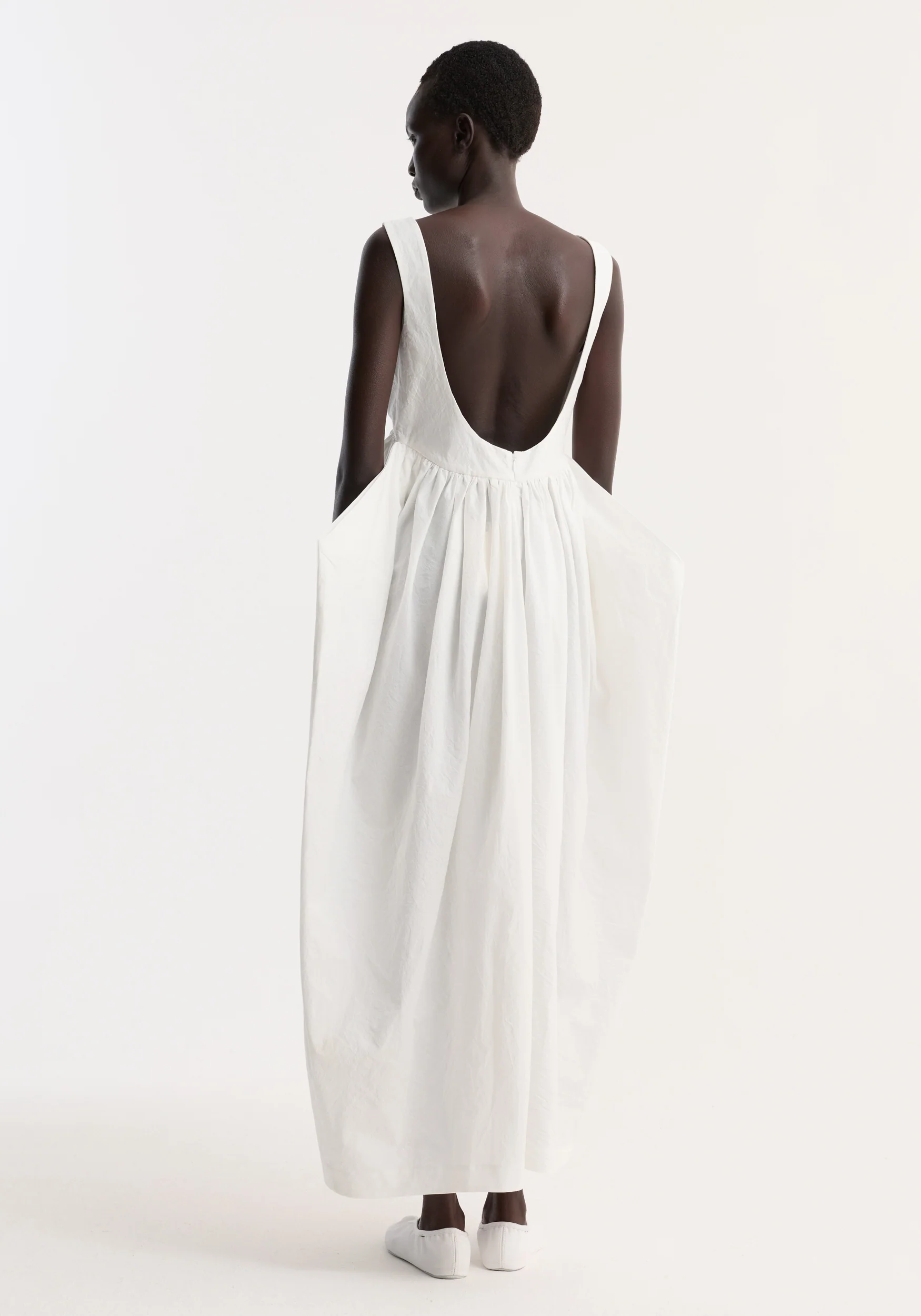 Sculptural textured cotton dress | off white - Image 5