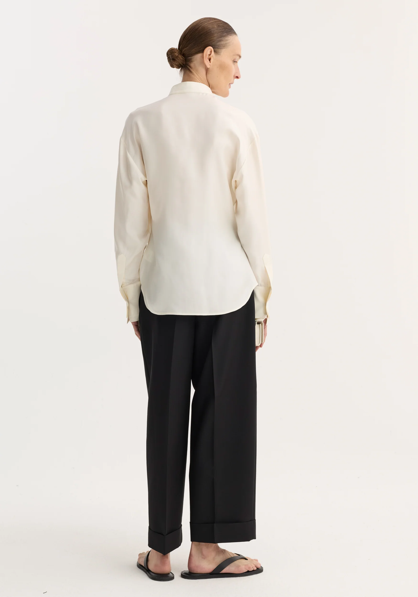 Shaped tuxedo silk shirt | cream - Image 5