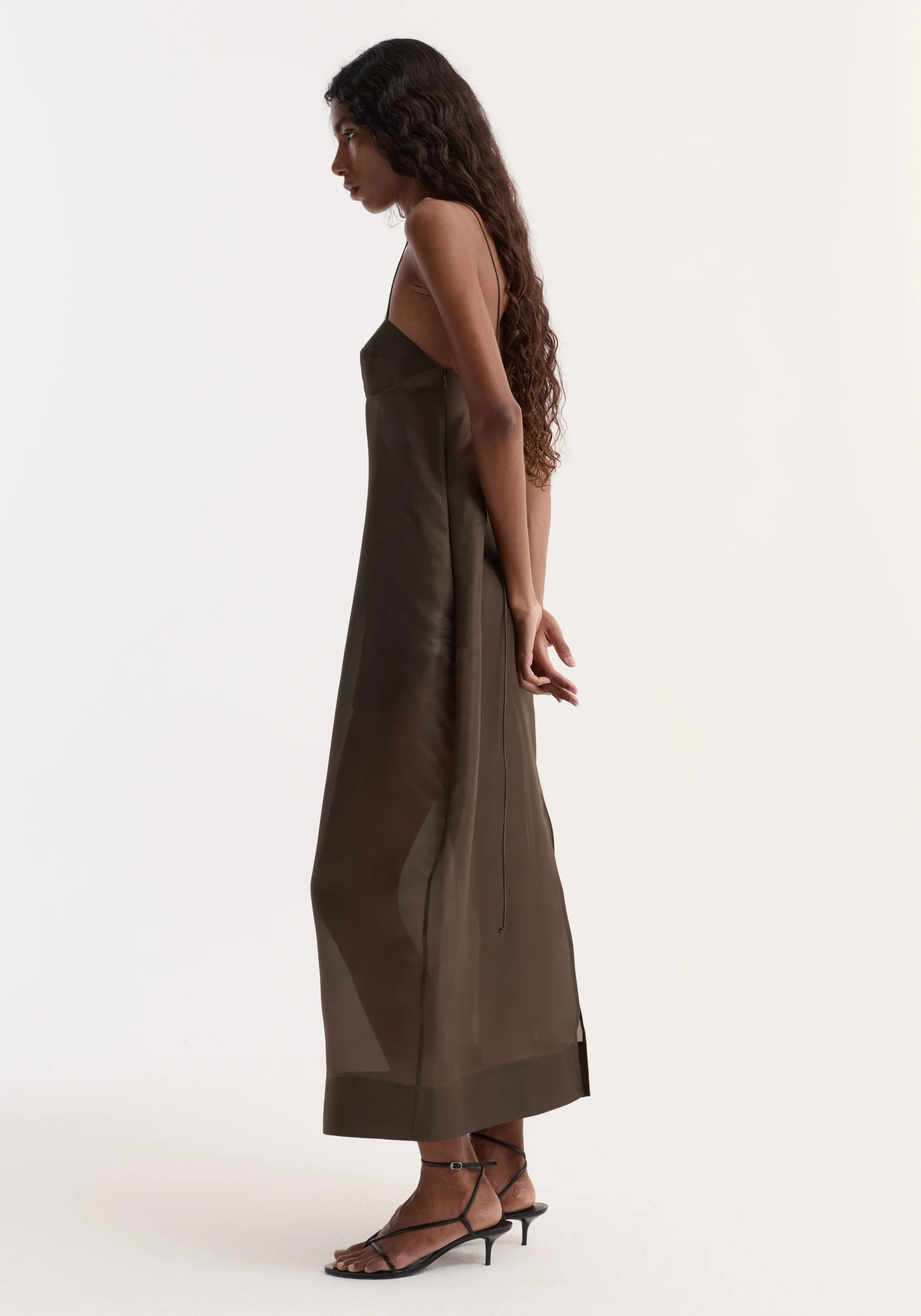 Sheer bustier volume dress | earth - Image 4