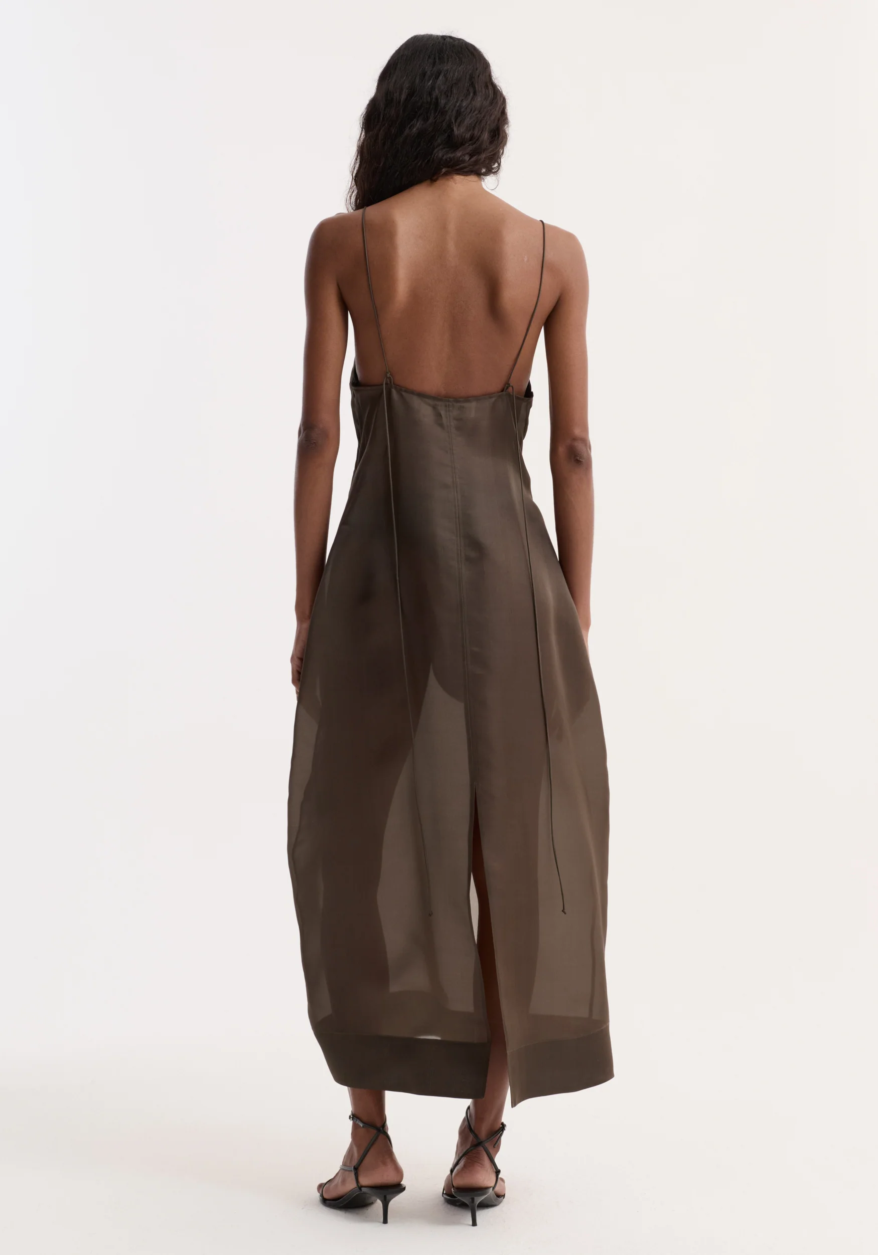 Sheer bustier volume dress | earth - Image 5