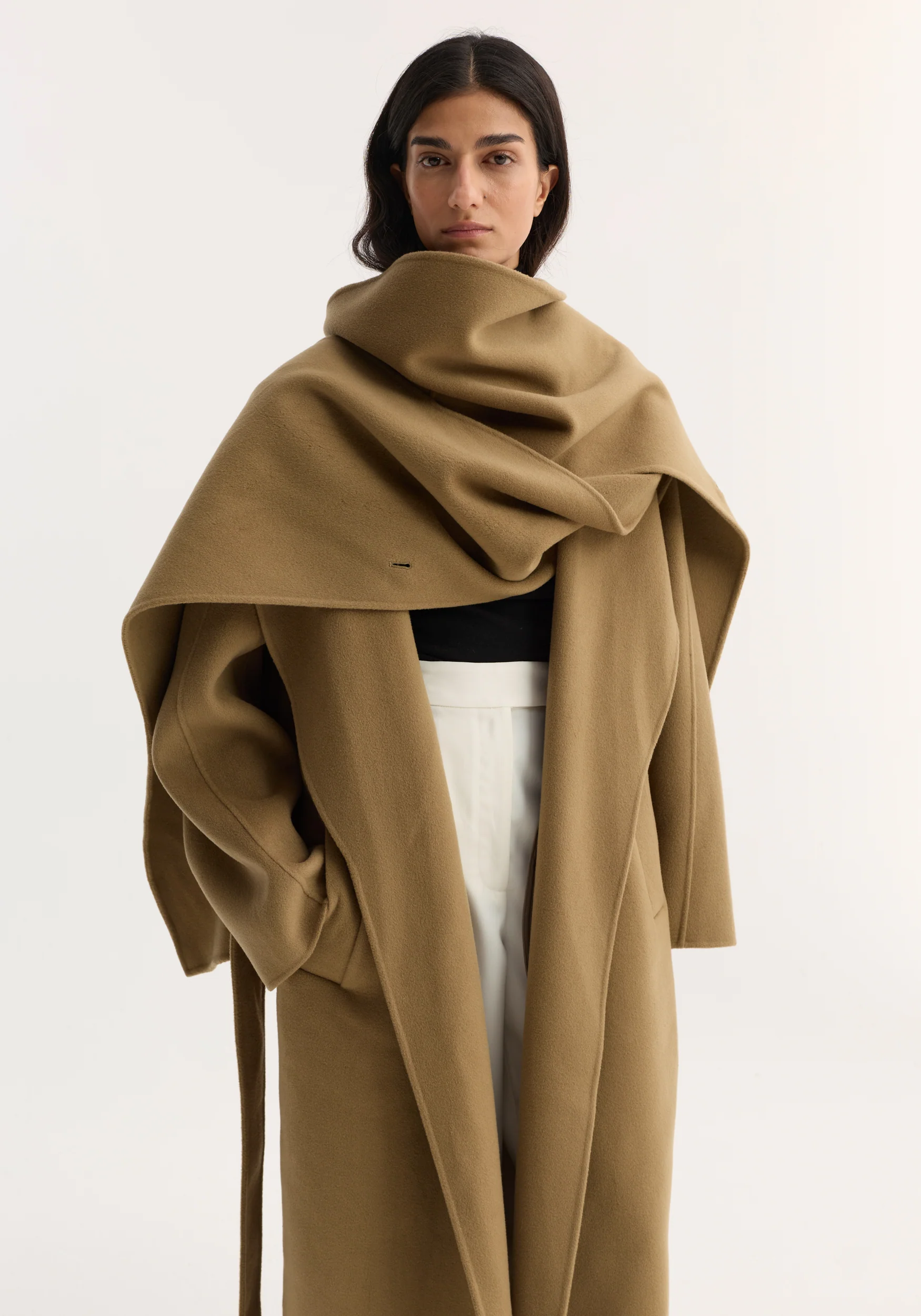 Signature double-faced scarf coat | camel - Image 3