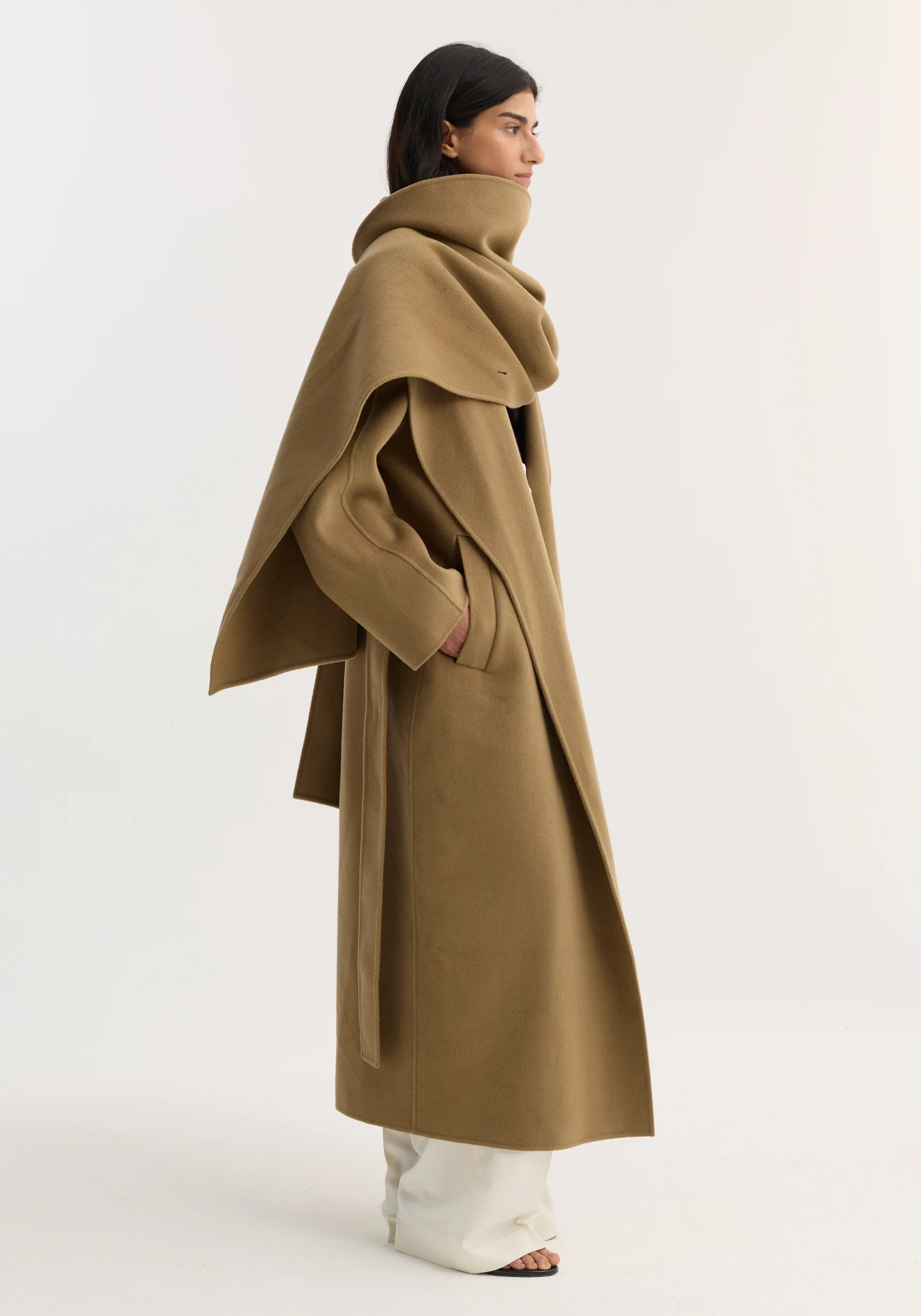 Signature double-faced scarf coat | camel - Image 4