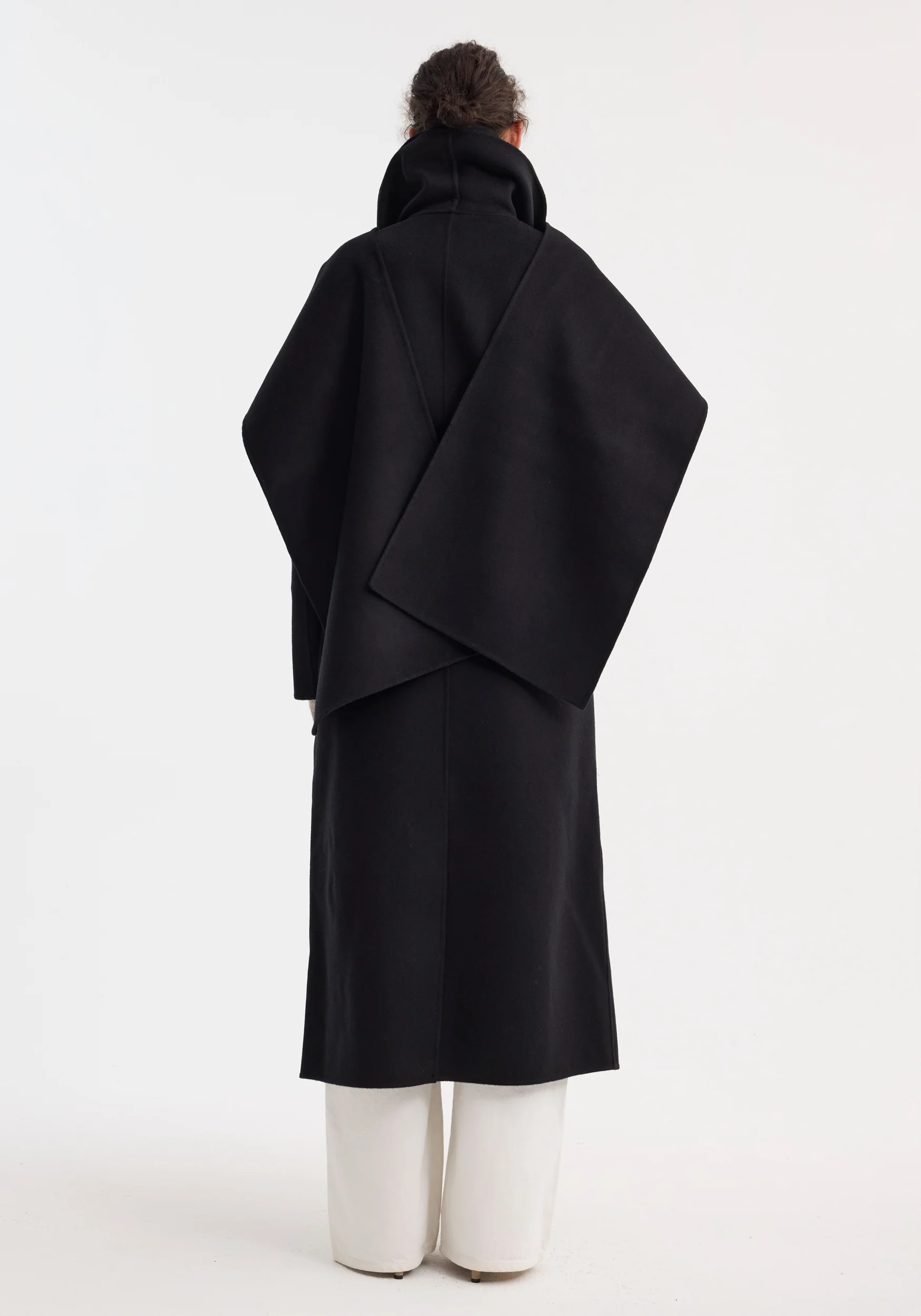 Signature double-faced scarf coat with belt | black - Image 7