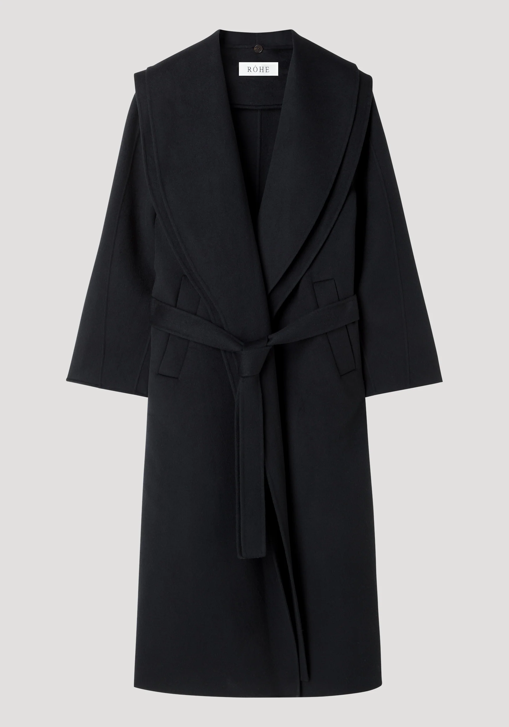 Signature double-faced scarf coat with belt | black - Image 8
