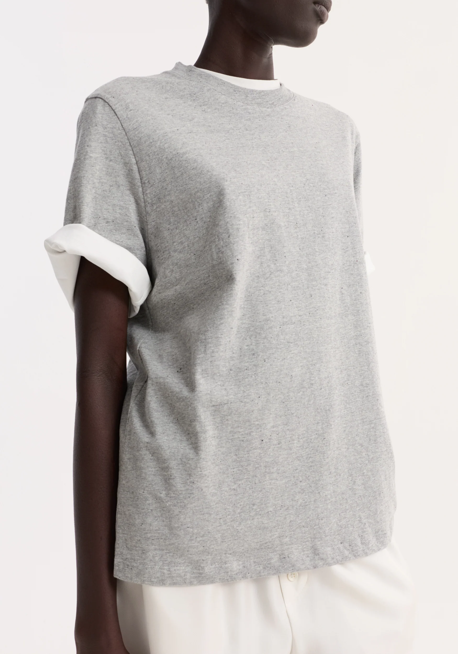 Slub melange cotton t-shirt | light grey melange - Image 3